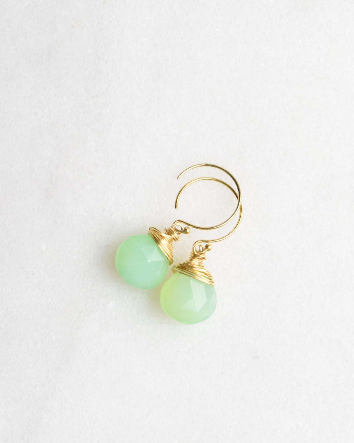 Crowned Seafoam Chalcedony Hook Earrings