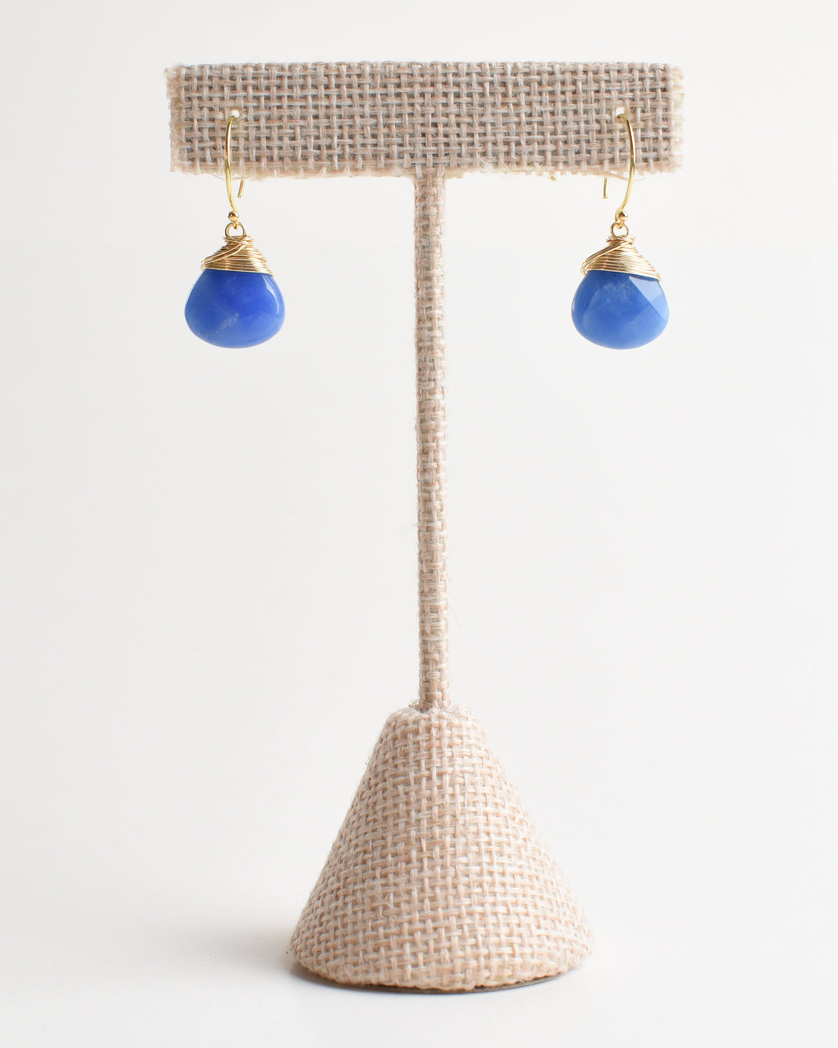 Blue Quartz Crowned Hook Earrings