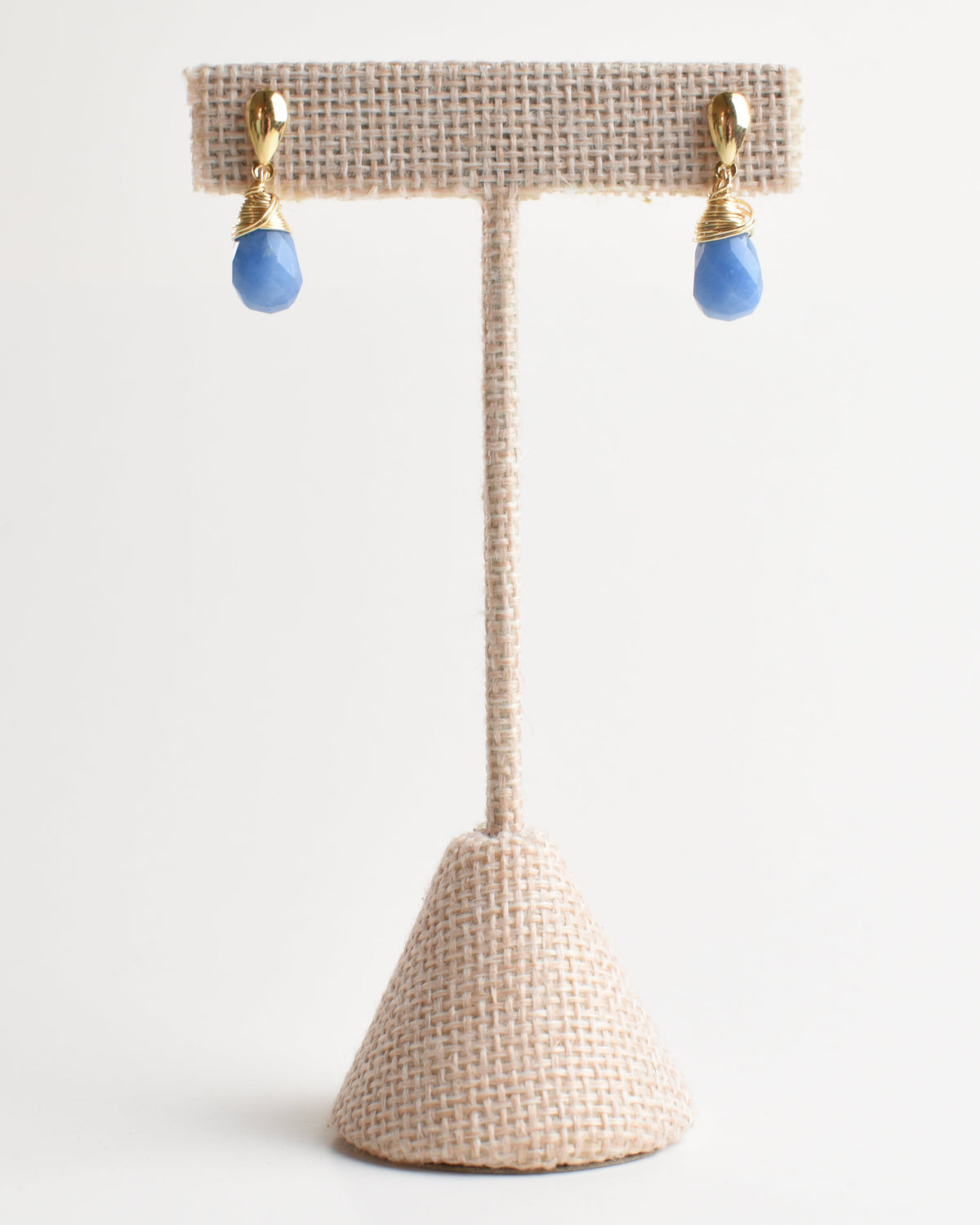 Blue Quartz Crowned Post Earrings