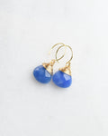 Blue Quartz Crowned Hook Earrings