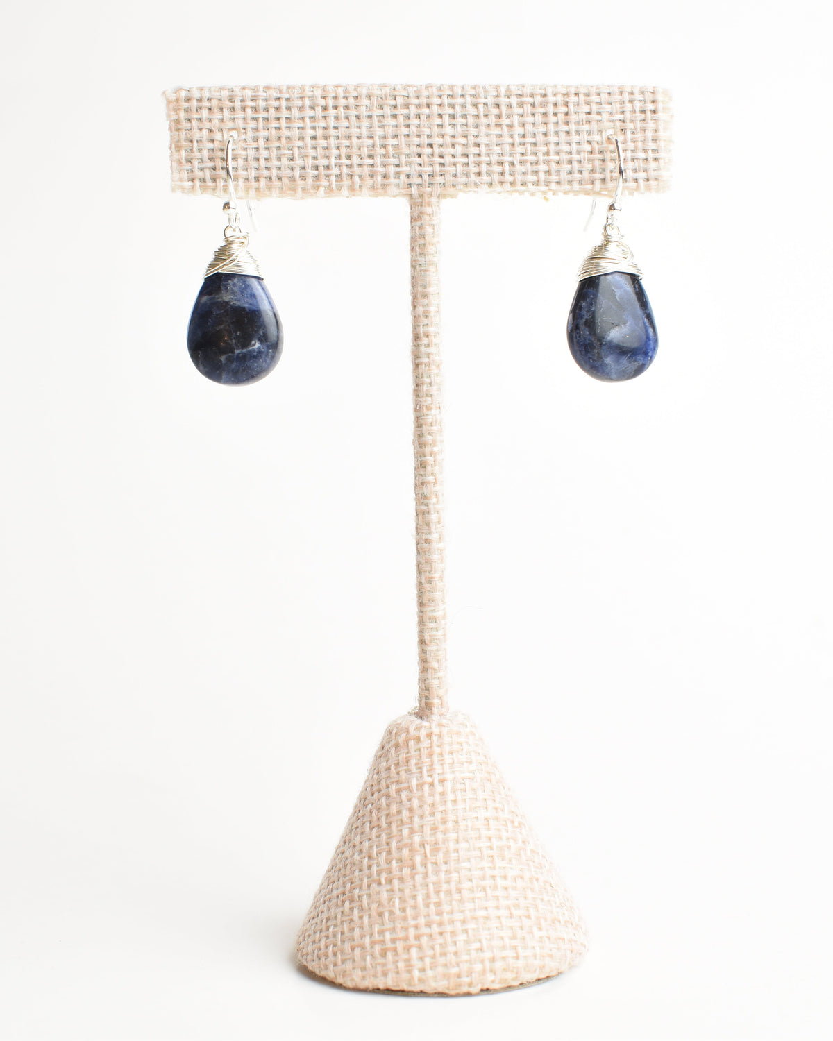 Navy Sodalite Large Crowned Hook Earrings