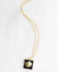 Black Square Pendant Shell Necklace