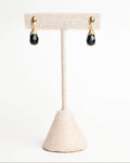 Crowned Black Onyx Reflected Teardrop Post Earrings