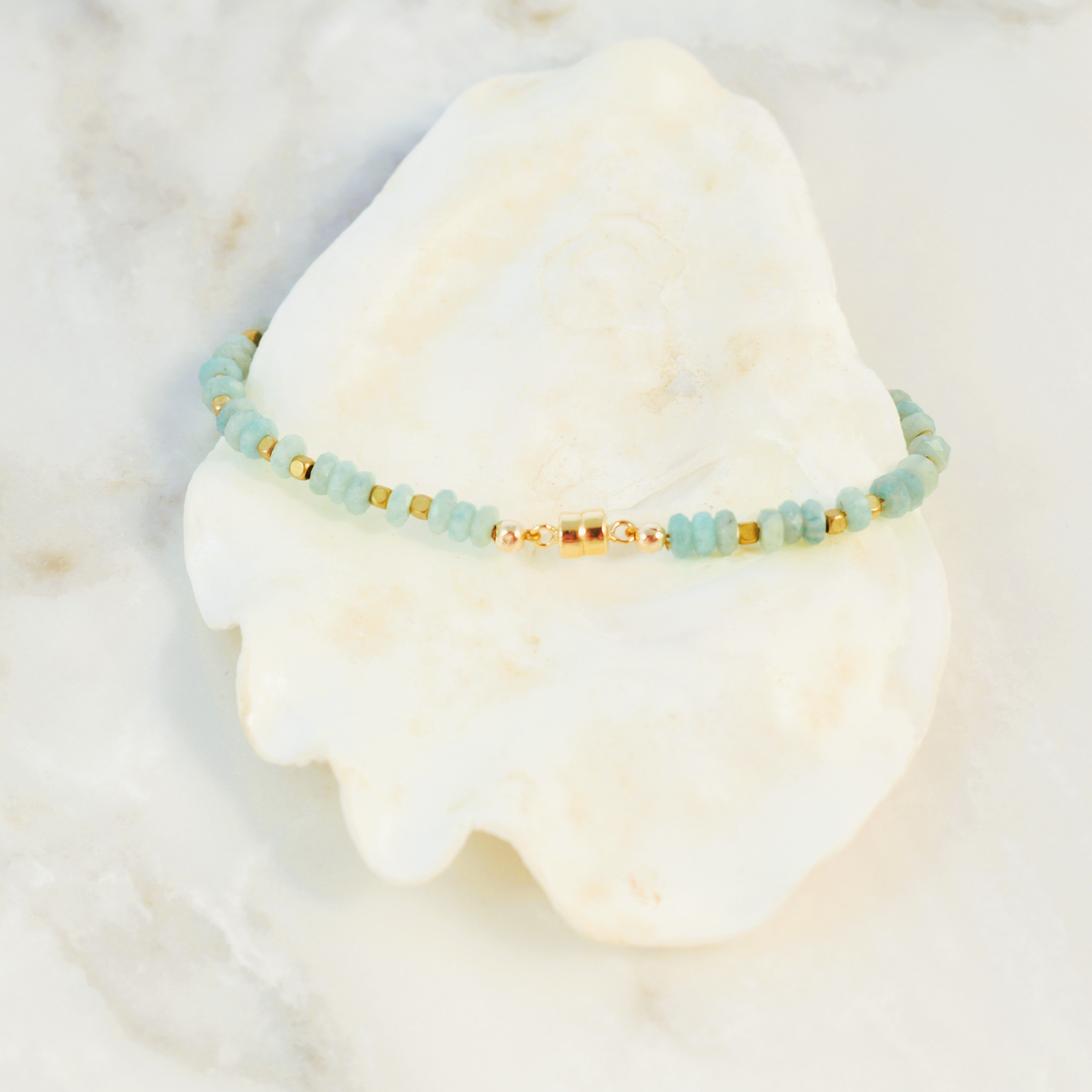 Daintier Chalcedony Bezel and Amazonite Bracelet