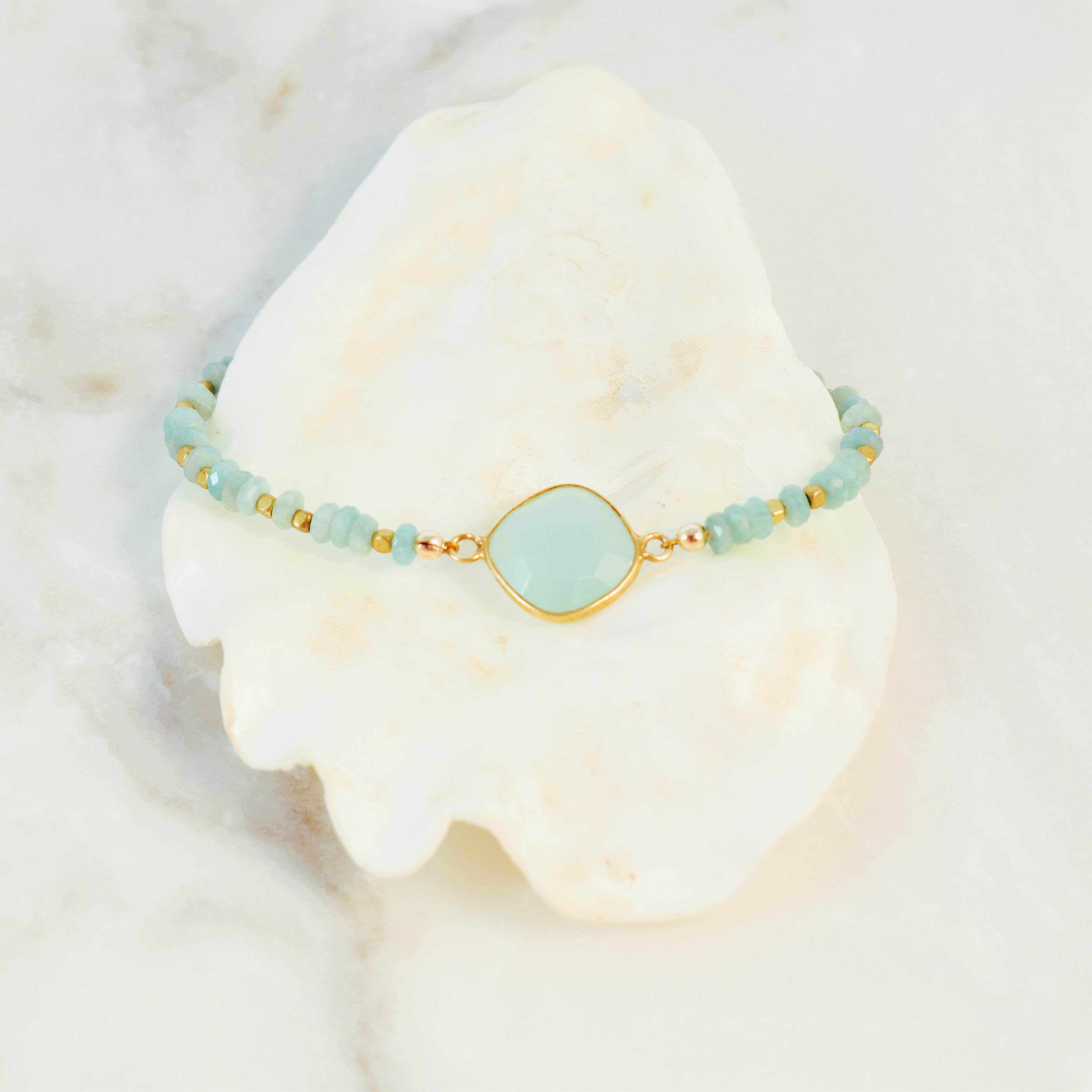 Daintier Chalcedony Bezel and Amazonite Bracelet