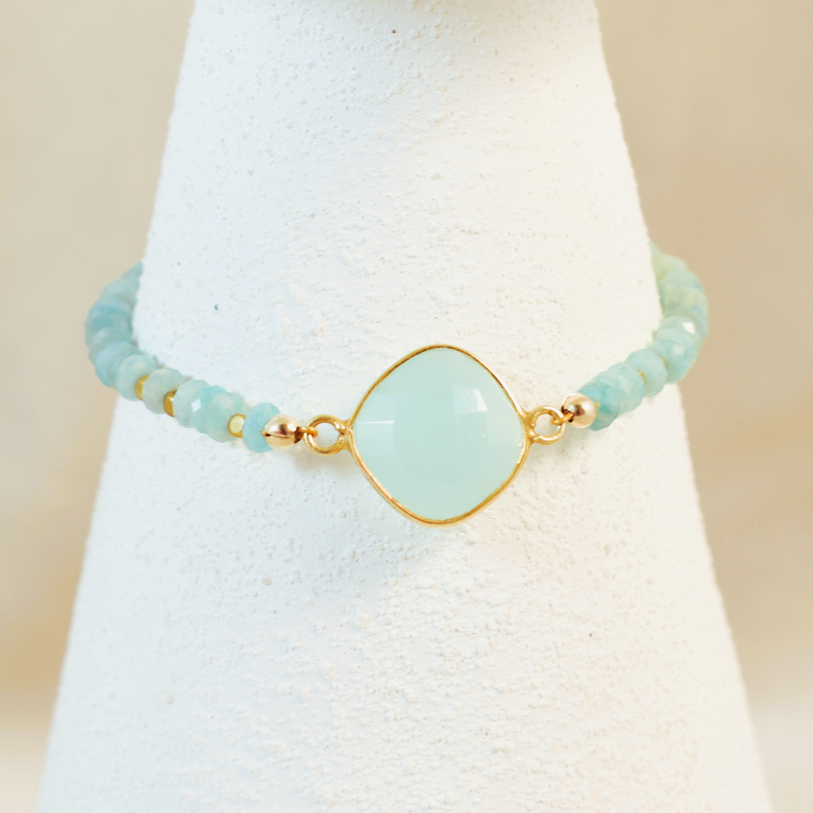Daintier Chalcedony Bezel and Amazonite Bracelet