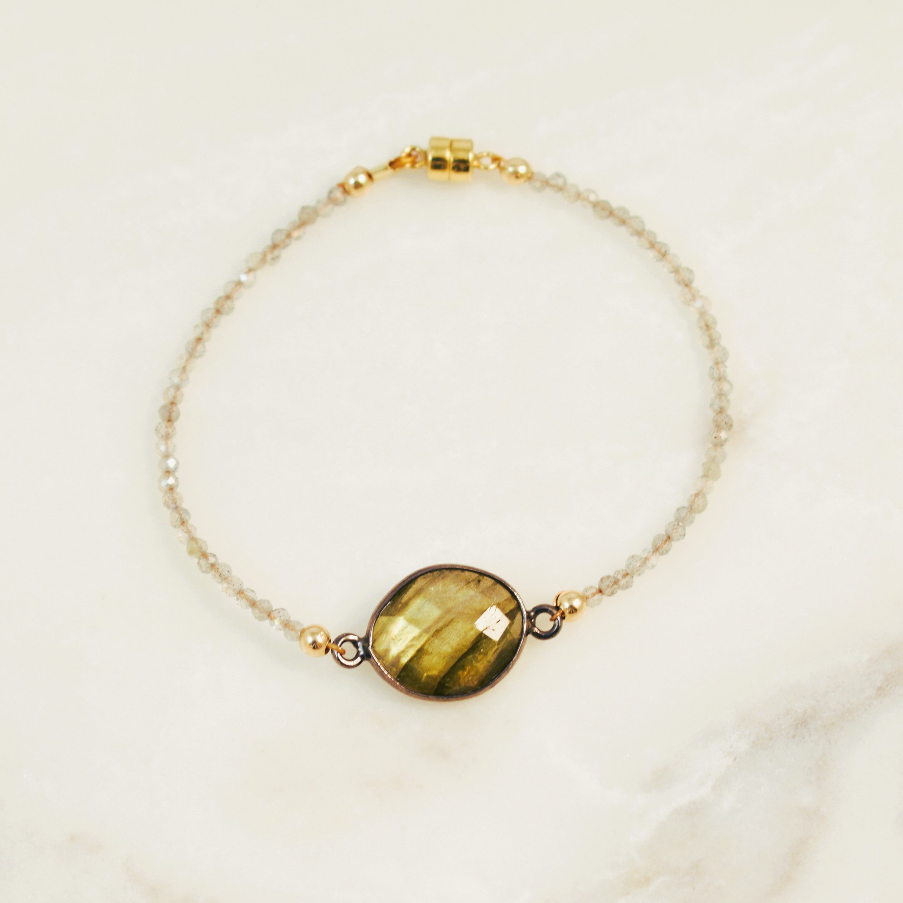 Delicate Labradorite Bezel Bracelet
