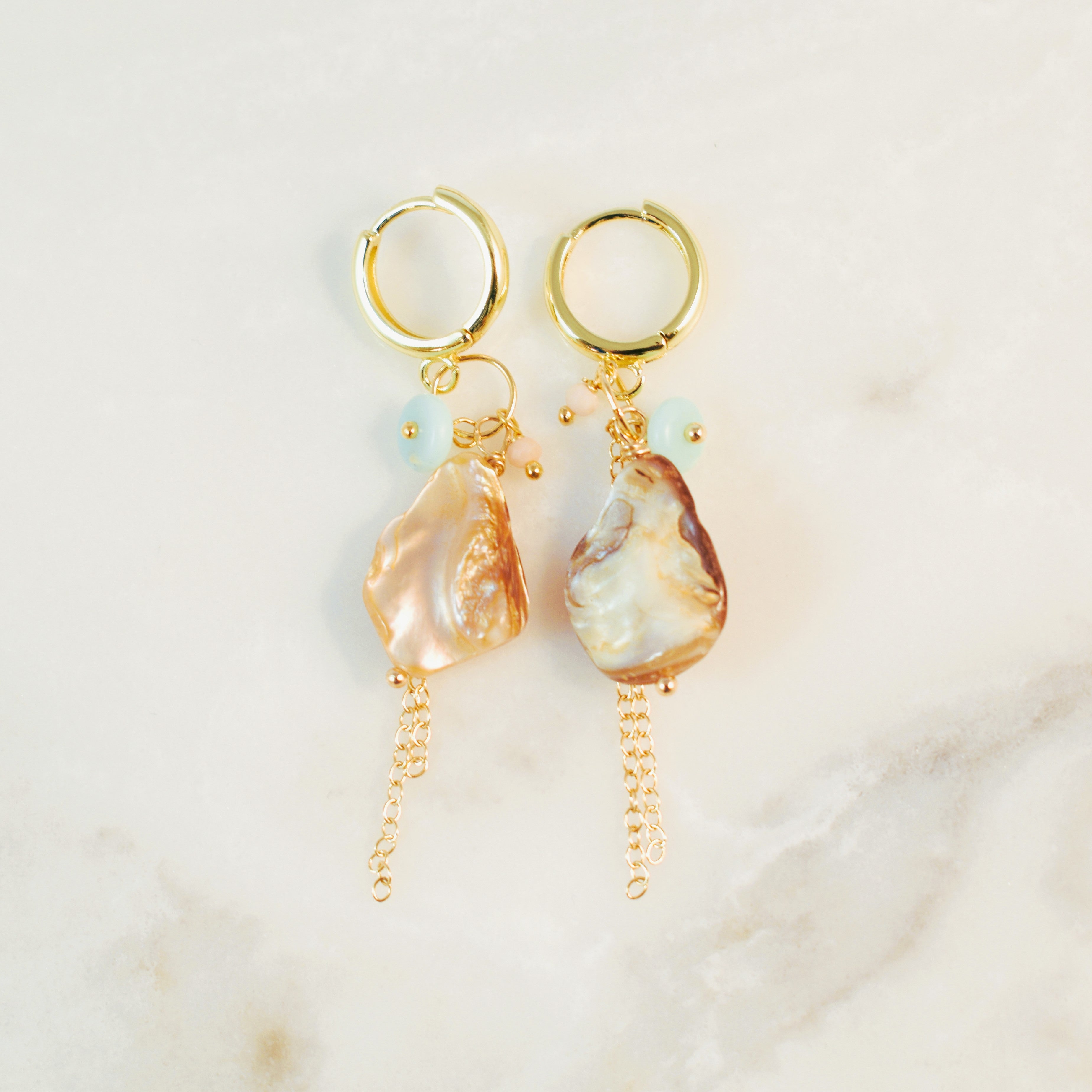 Driftwood Tassel Huggie Hoop Earrings