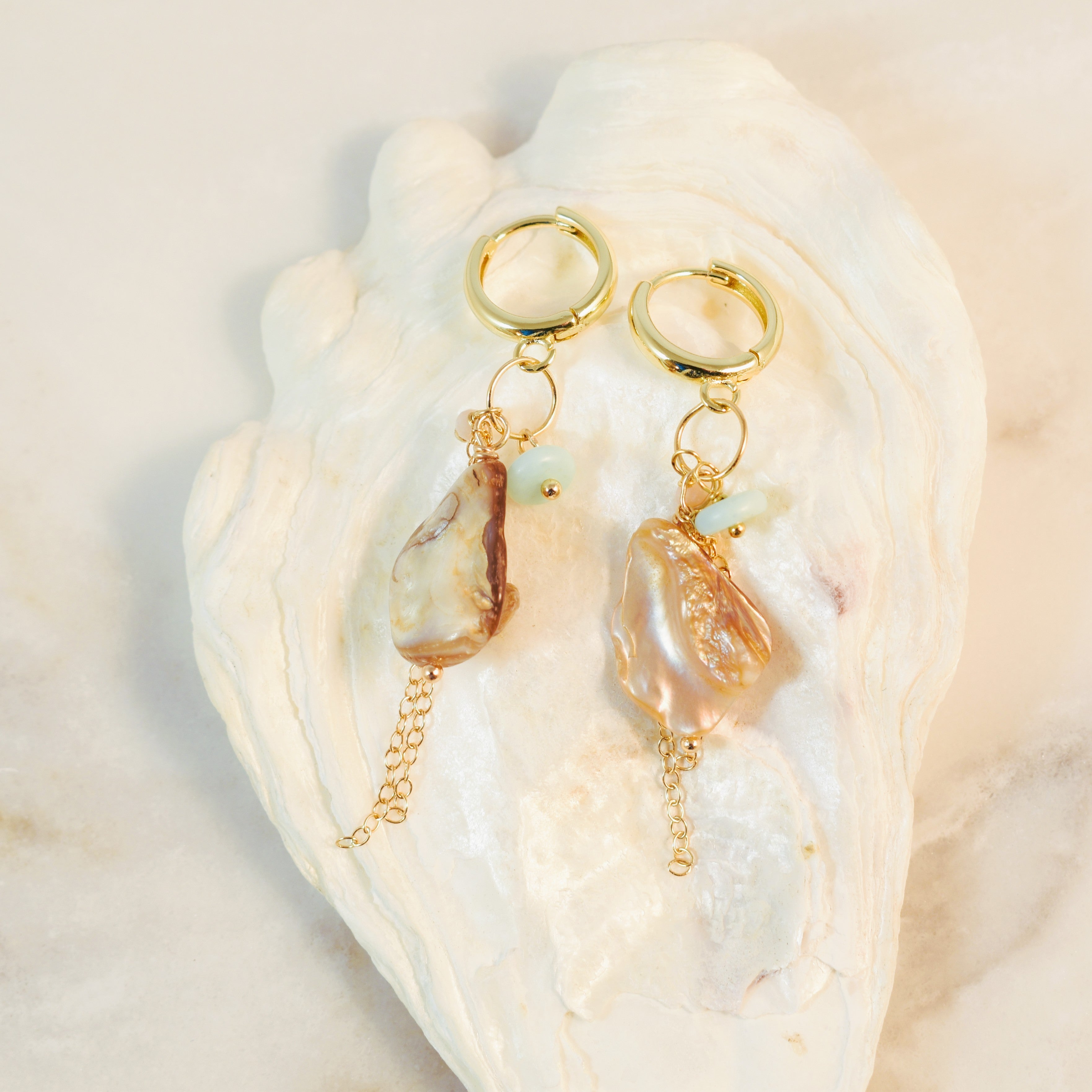 Driftwood Tassel Huggie Hoop Earrings