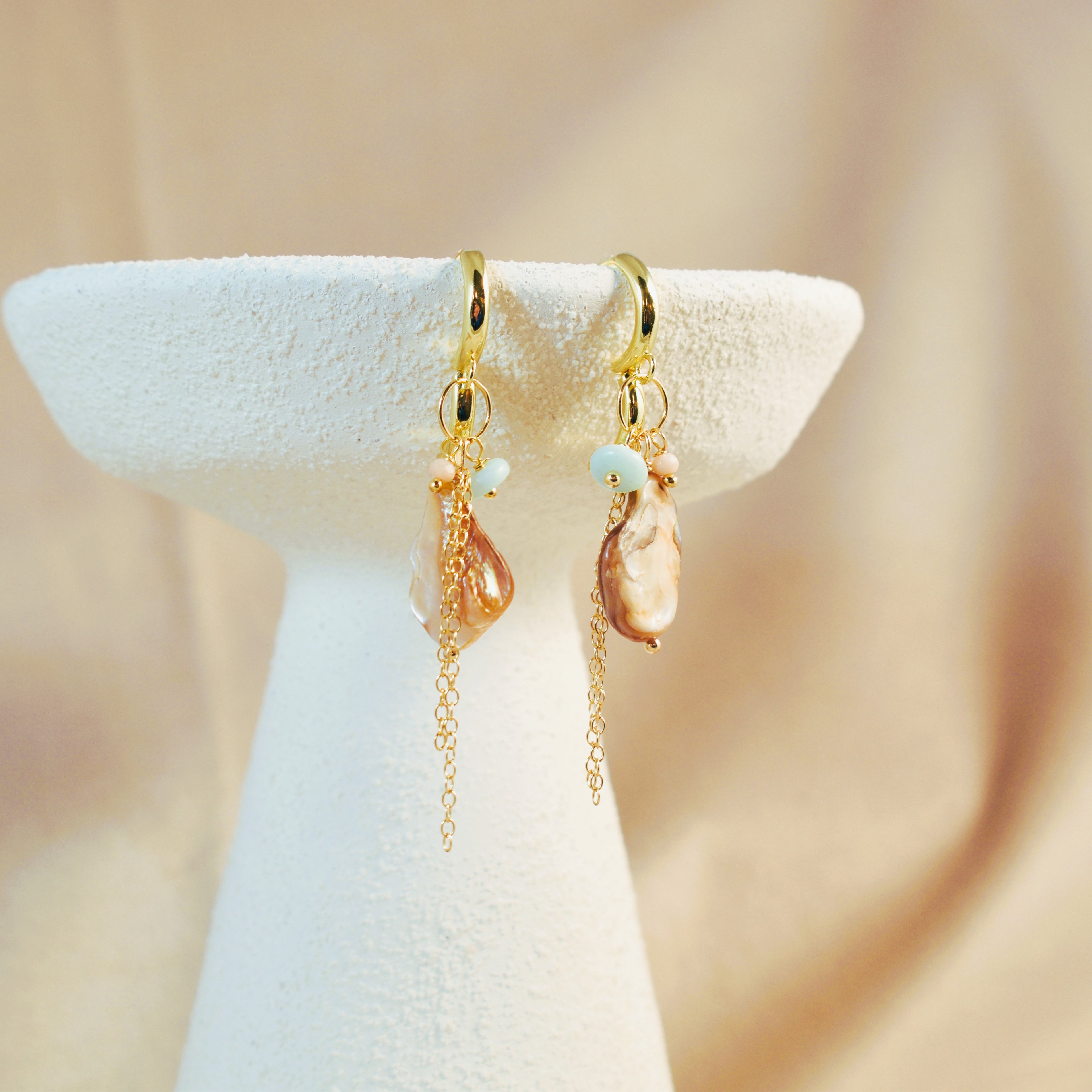 Driftwood Tassel Huggie Hoop Earrings