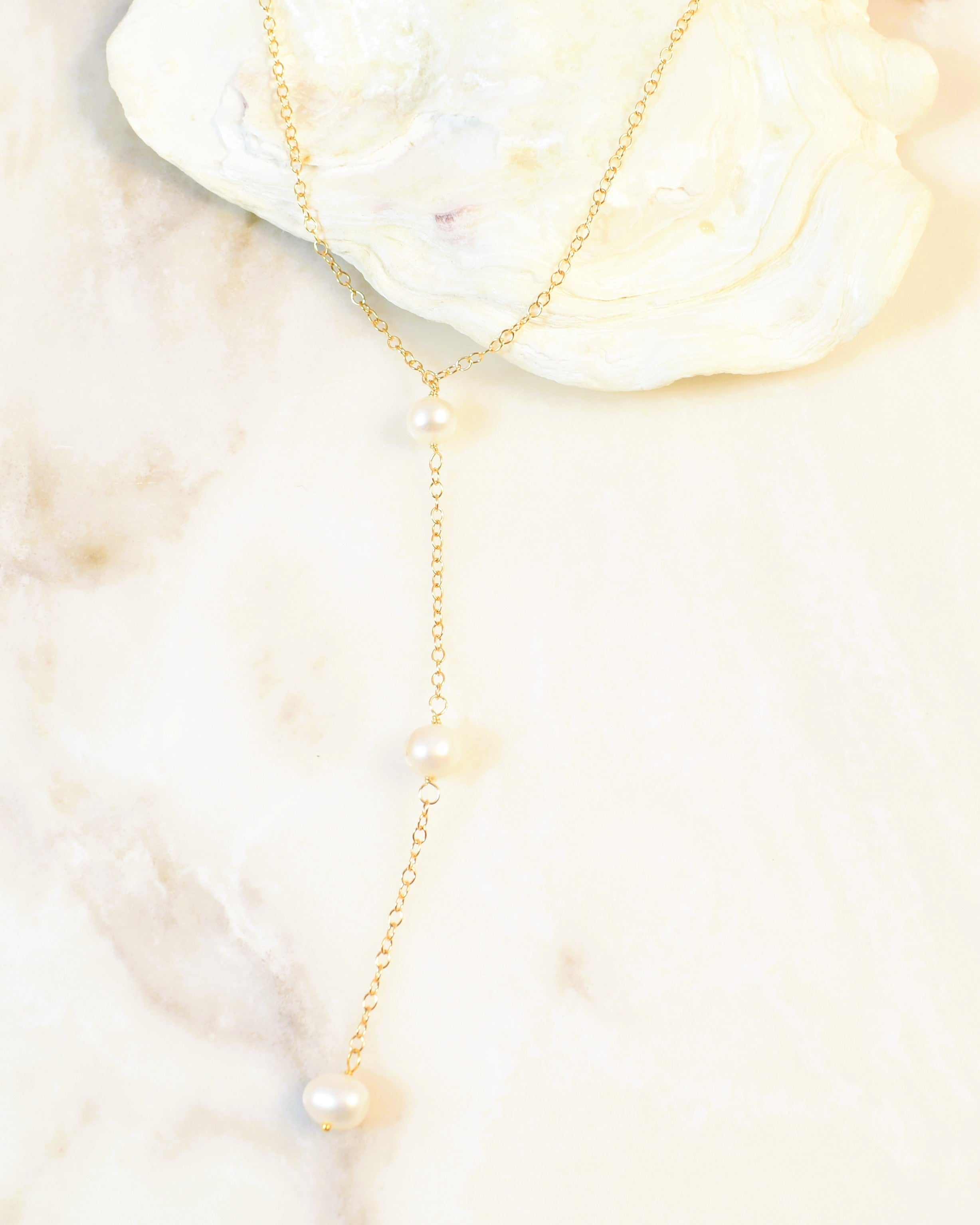 Freshwater Pearl Trio Y Lariat Necklace
