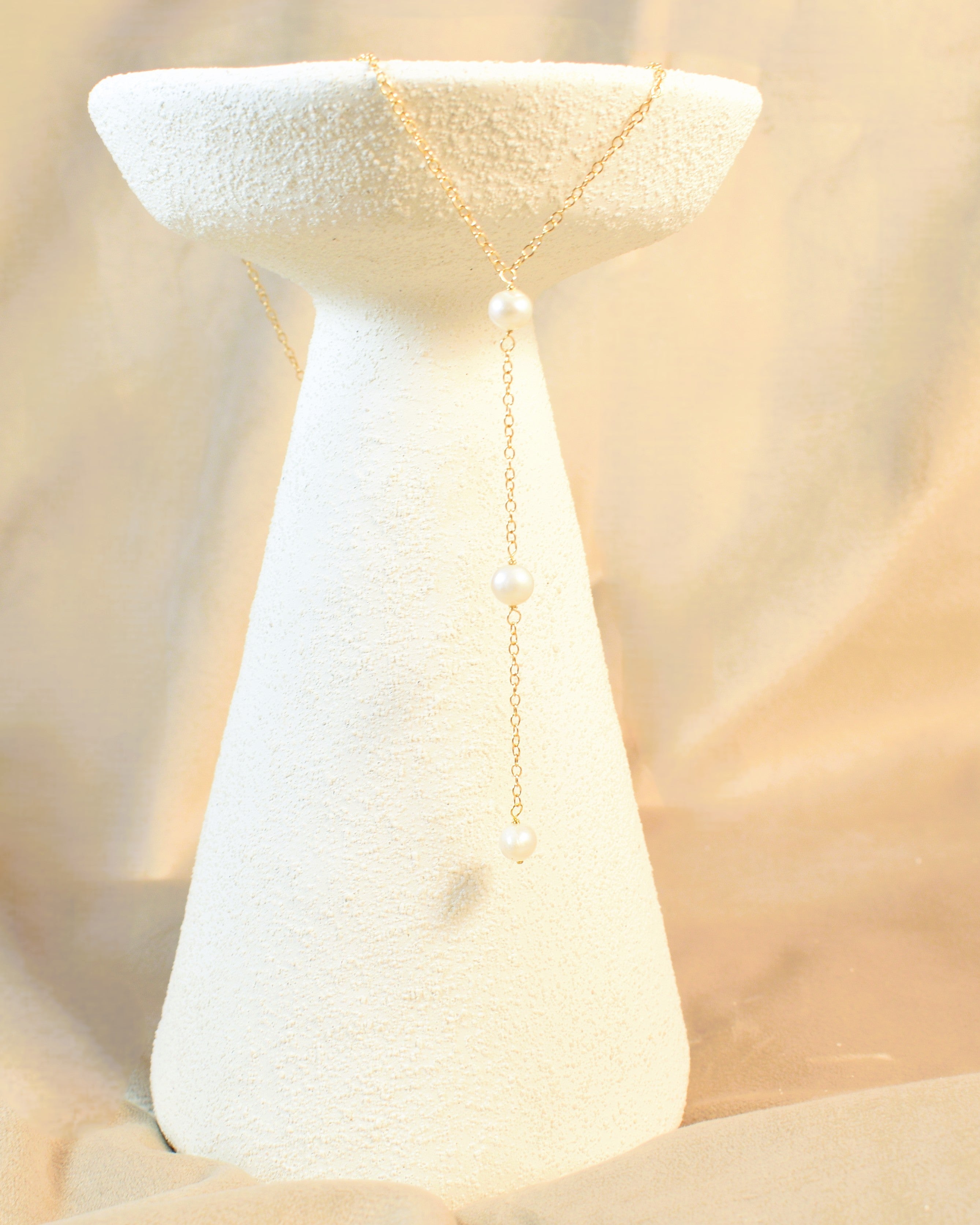 Freshwater Pearl Trio Y Lariat Necklace