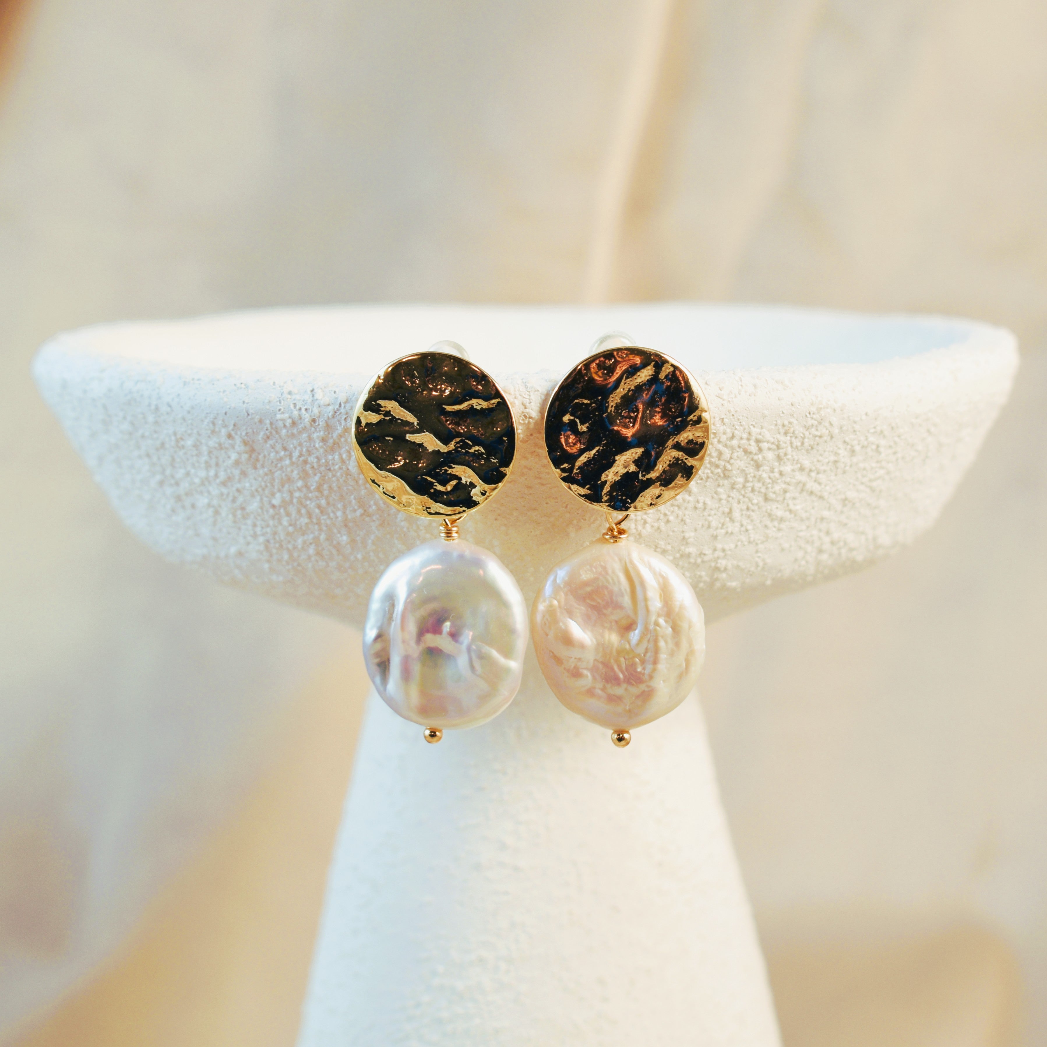 Golden Hour Coin Pearl Post Earrings