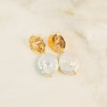 Golden Hour Coin Pearl Post Earrings