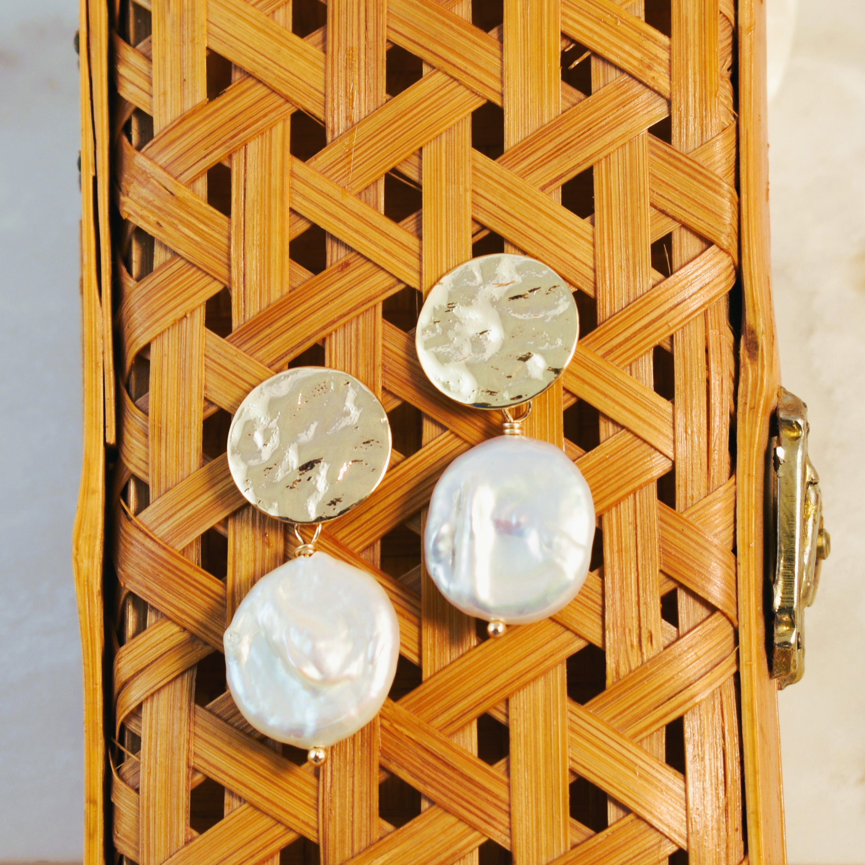 Golden Hour Coin Pearl Post Earrings