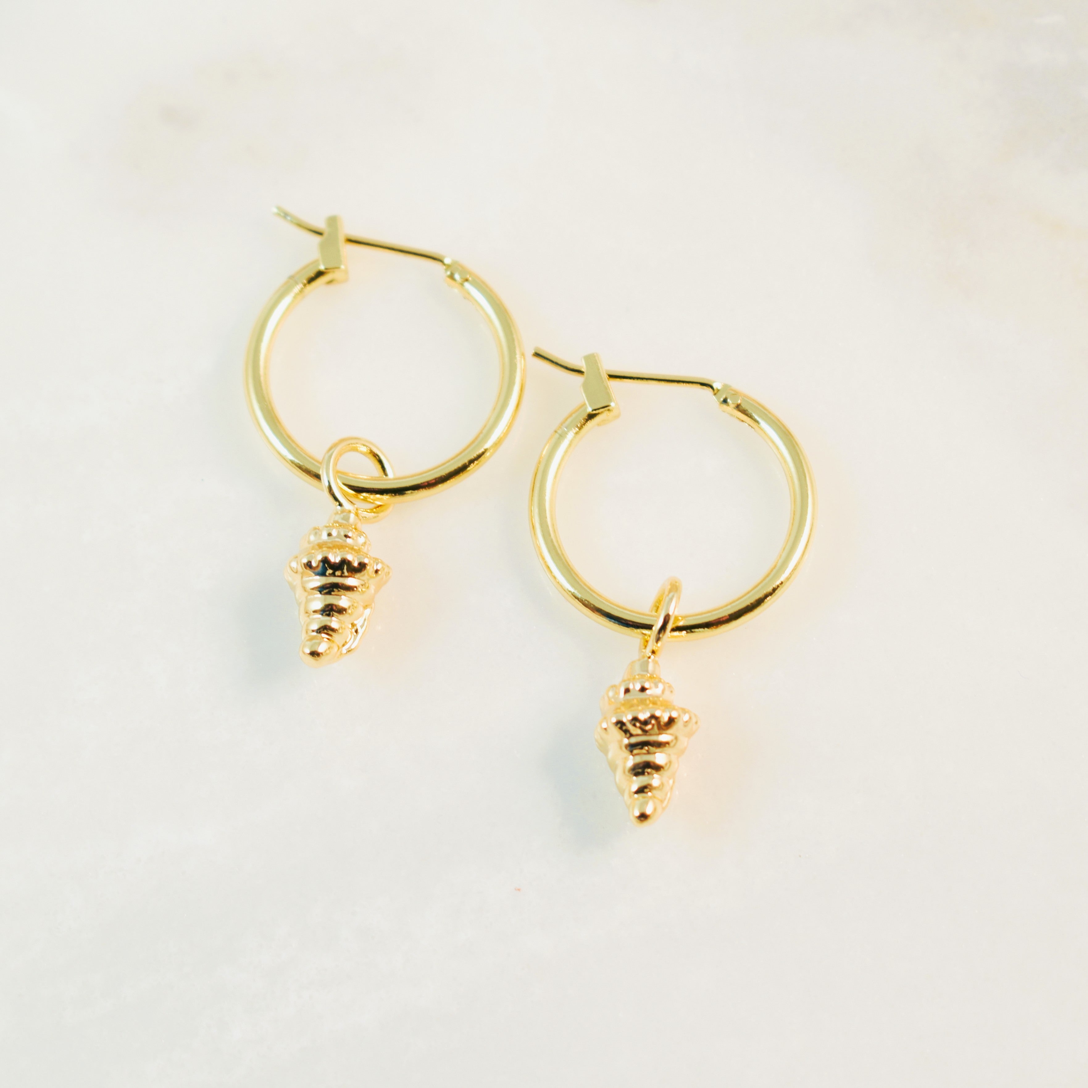 Golden Seashell Hoop Earrings