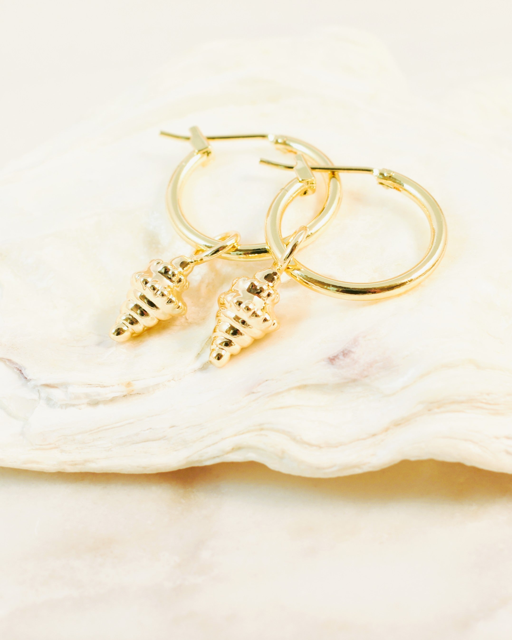 Golden Seashell Hoop Earrings