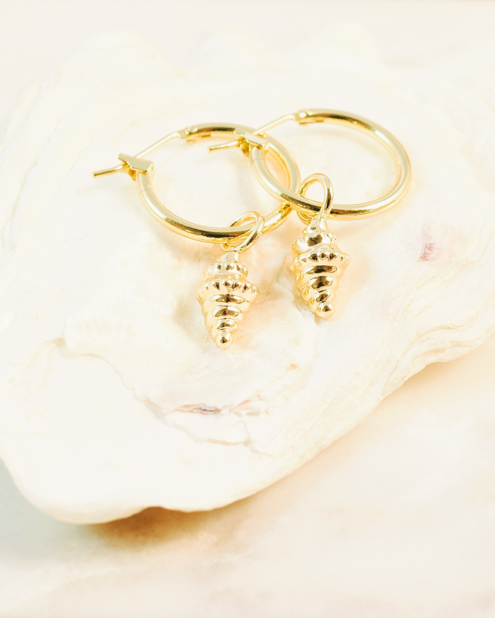 Golden Seashell Hoop Earrings