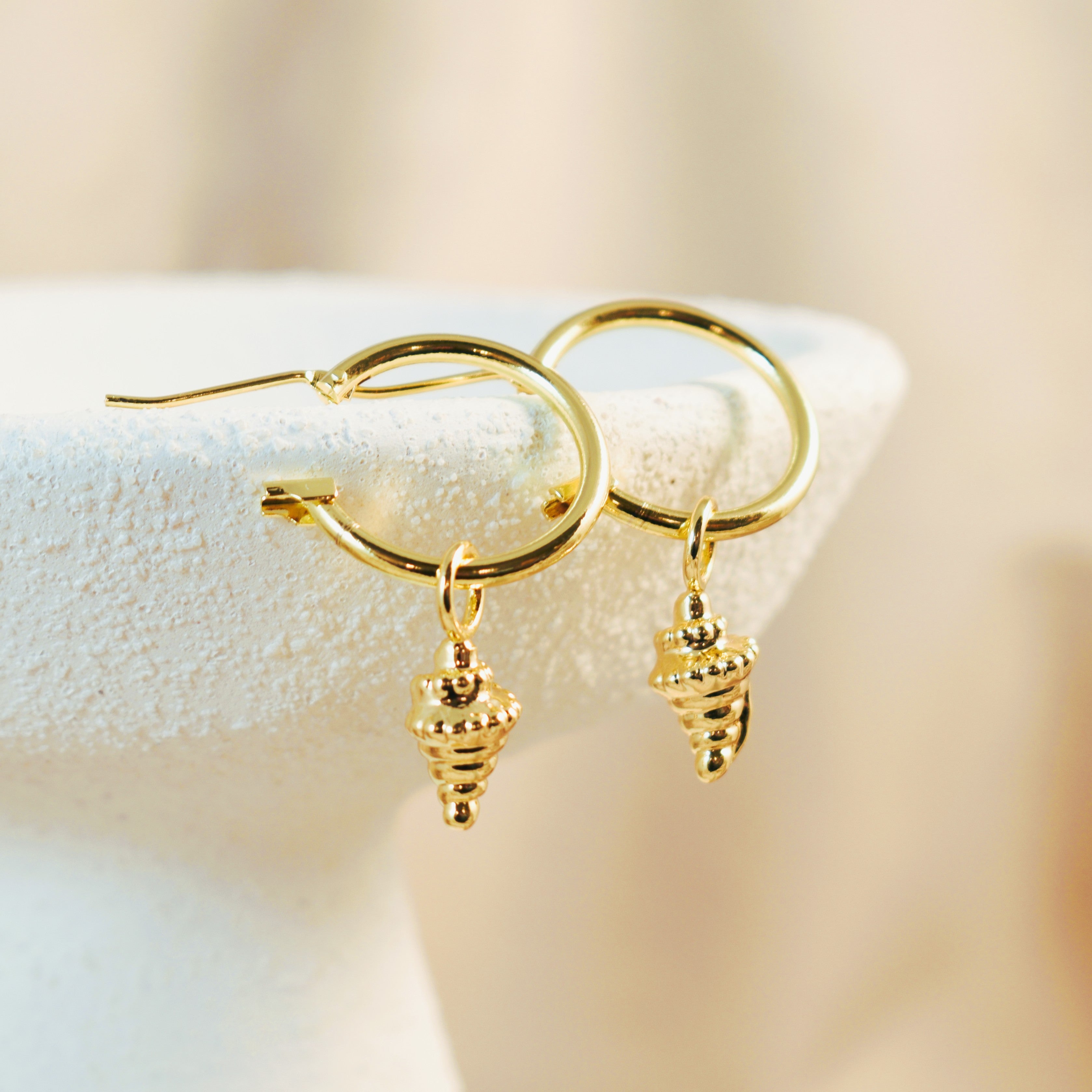 Golden Seashell Hoop Earrings