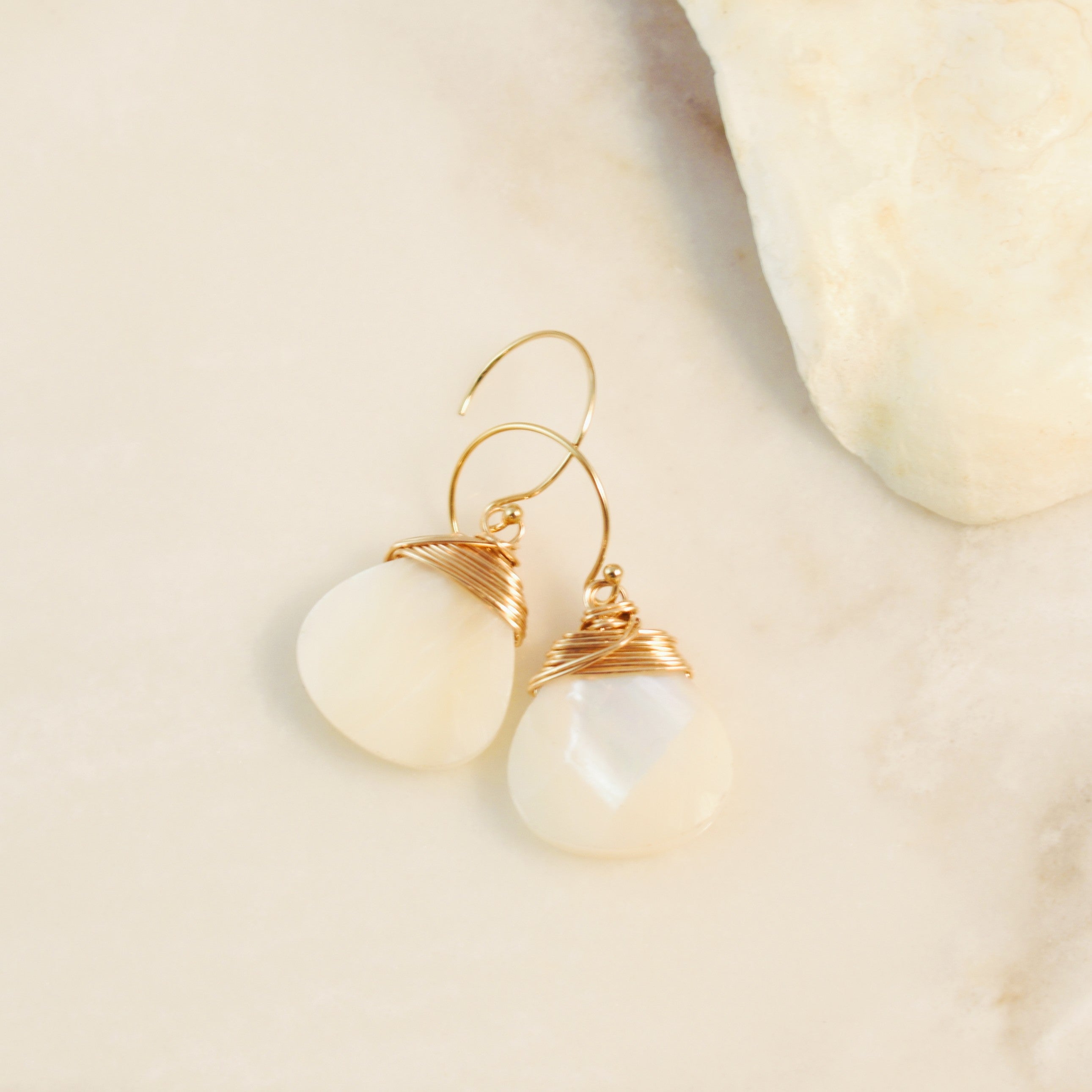 Large Crowned Mother of Pearl Hook Earrings