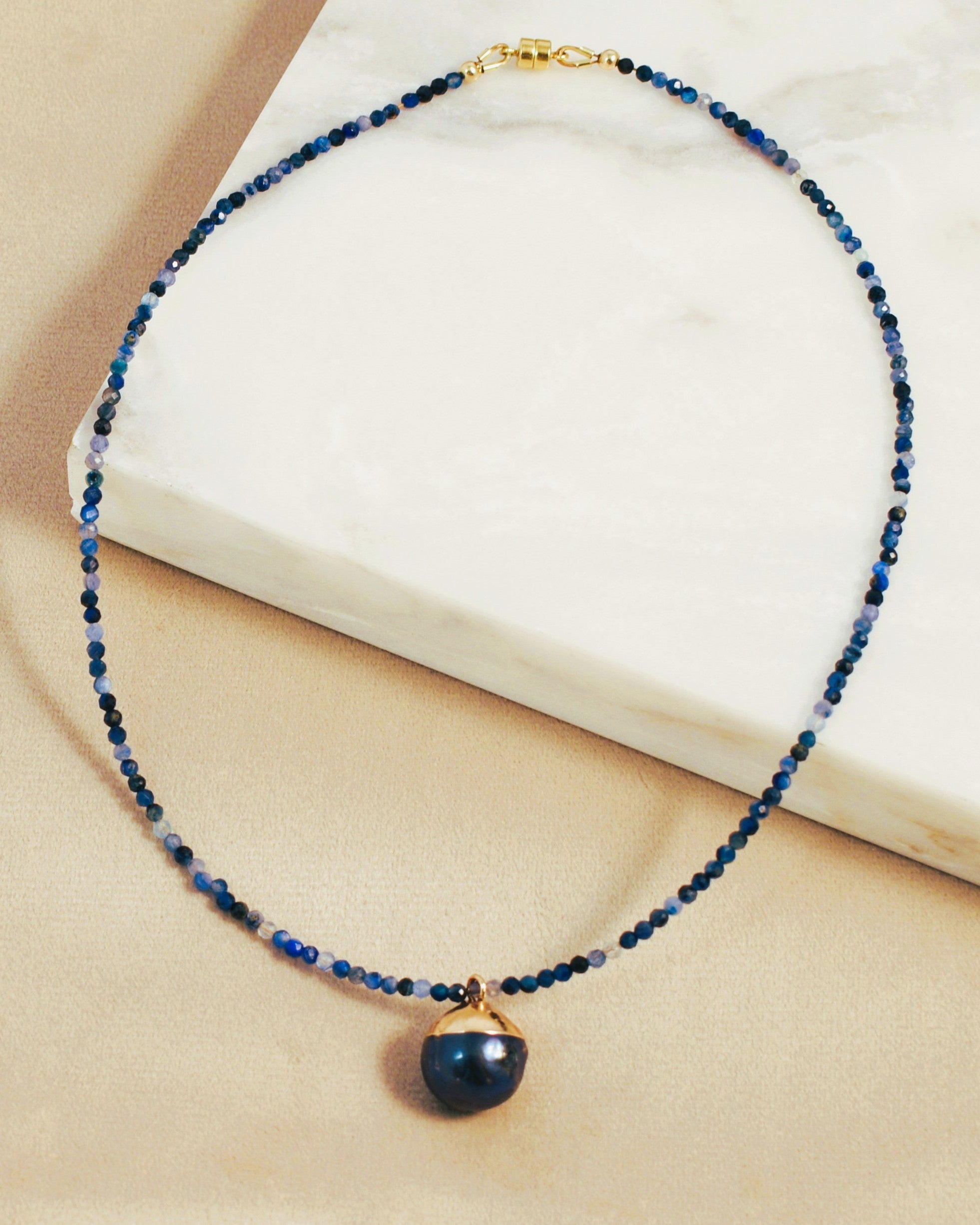 Midnight Kyanite Charm Collar Necklace