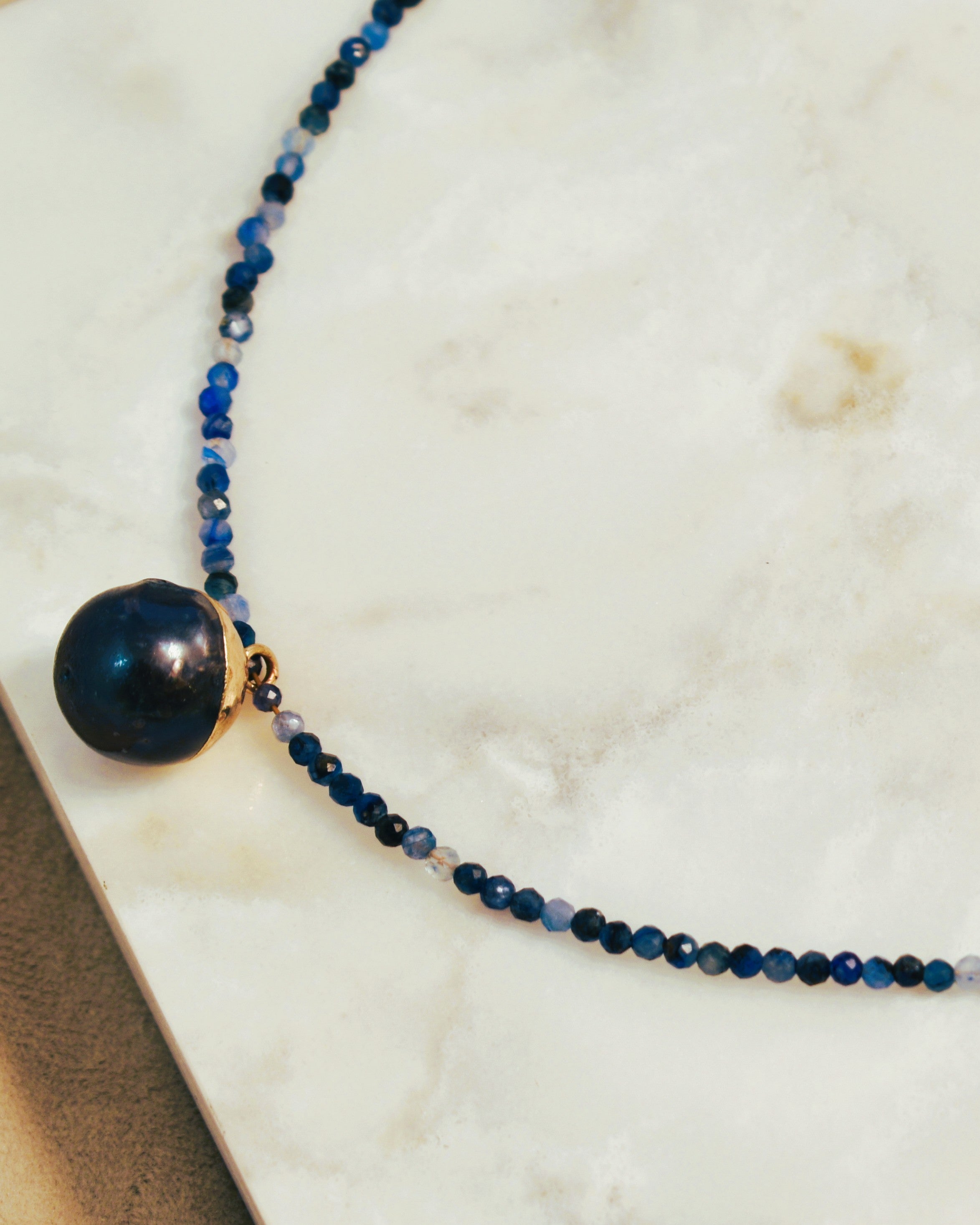 Midnight Kyanite Charm Collar Necklace