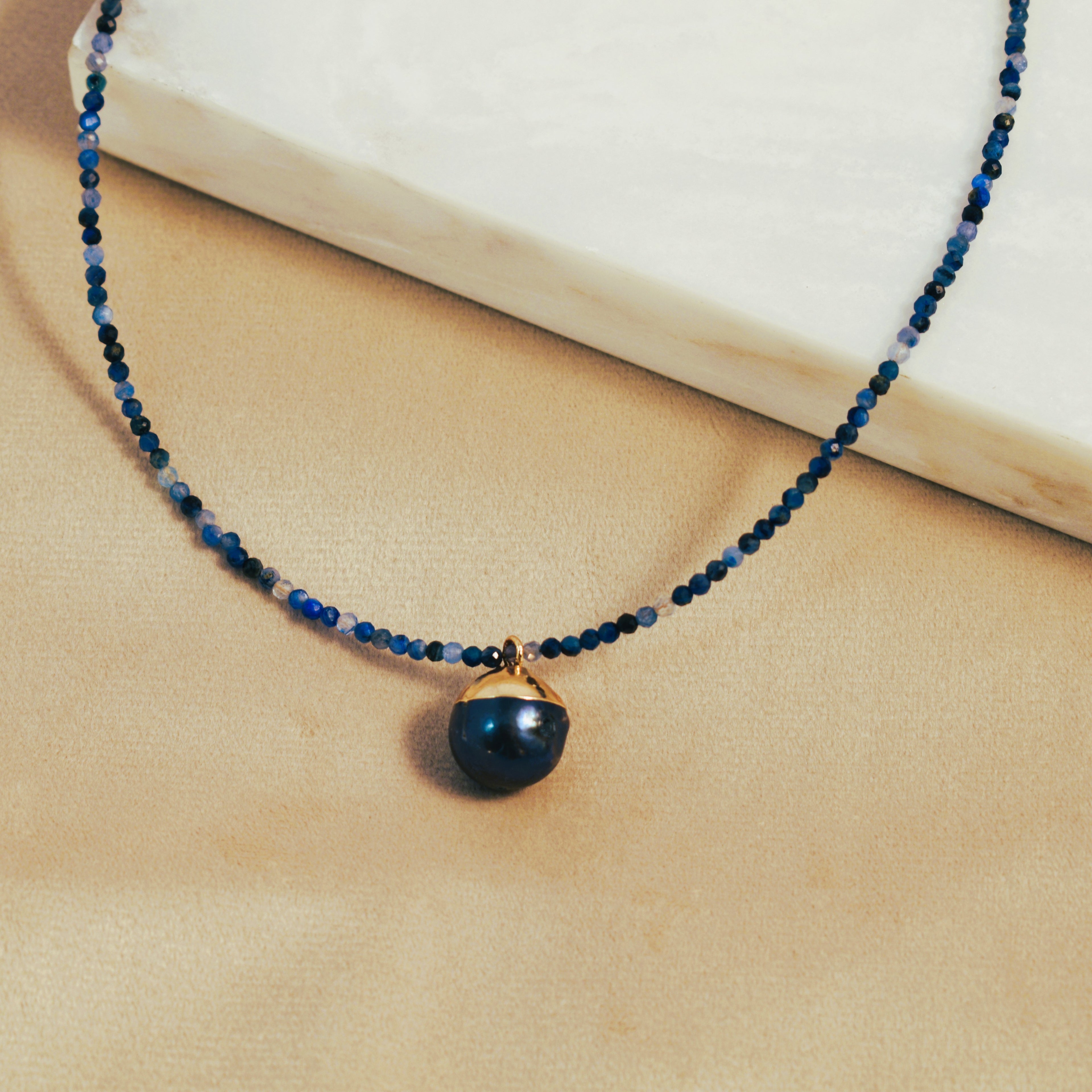 Midnight Kyanite Charm Collar Necklace