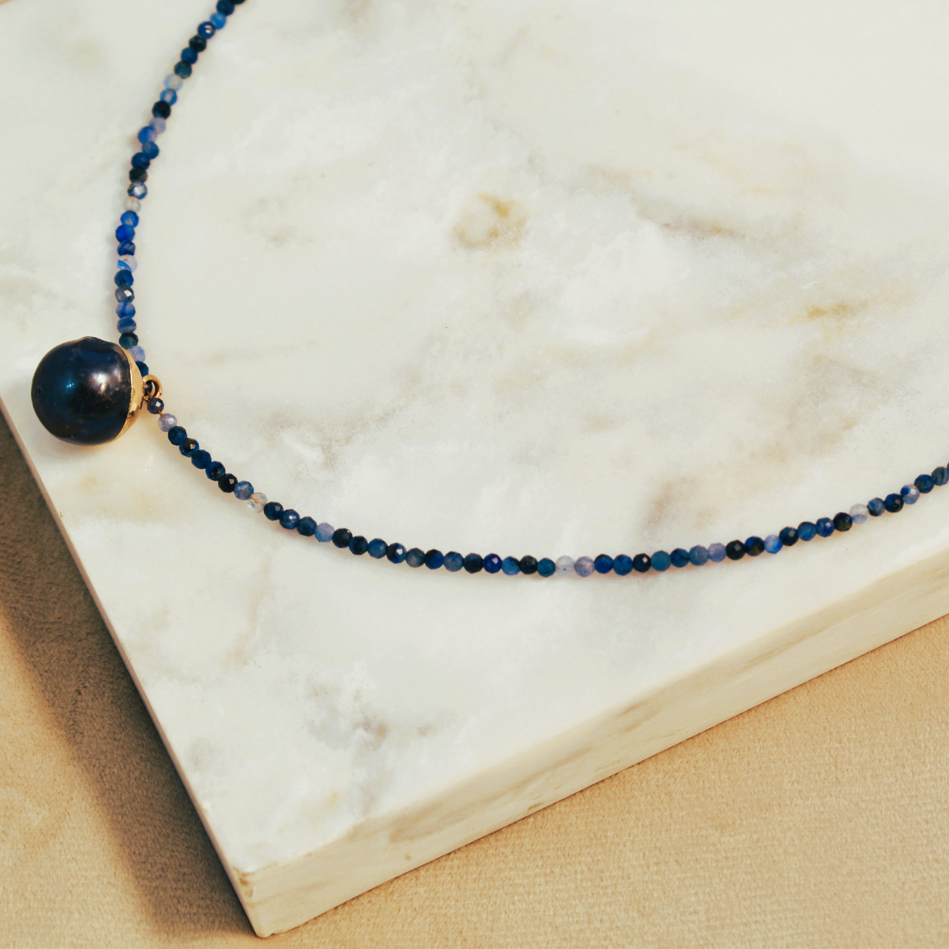 Midnight Kyanite Charm Collar Necklace