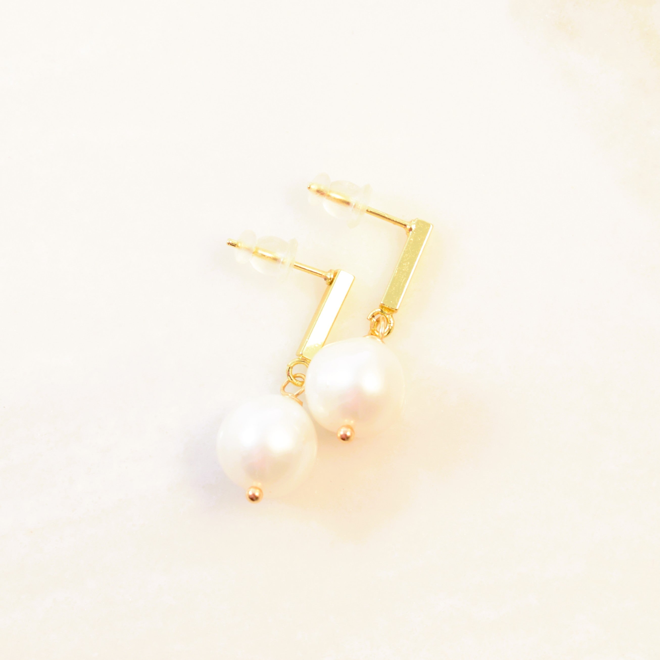 Modern Pearl Post Earrings
