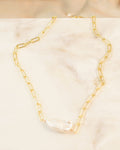 Pearl Station Paperclip Chain Necklace