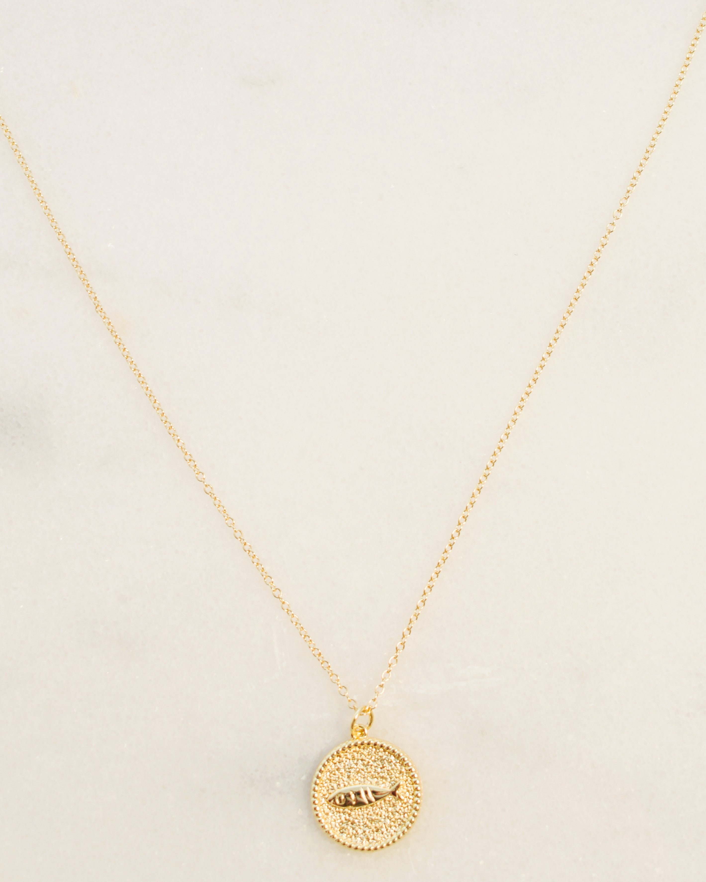 Sardine Medallion Charm Necklace