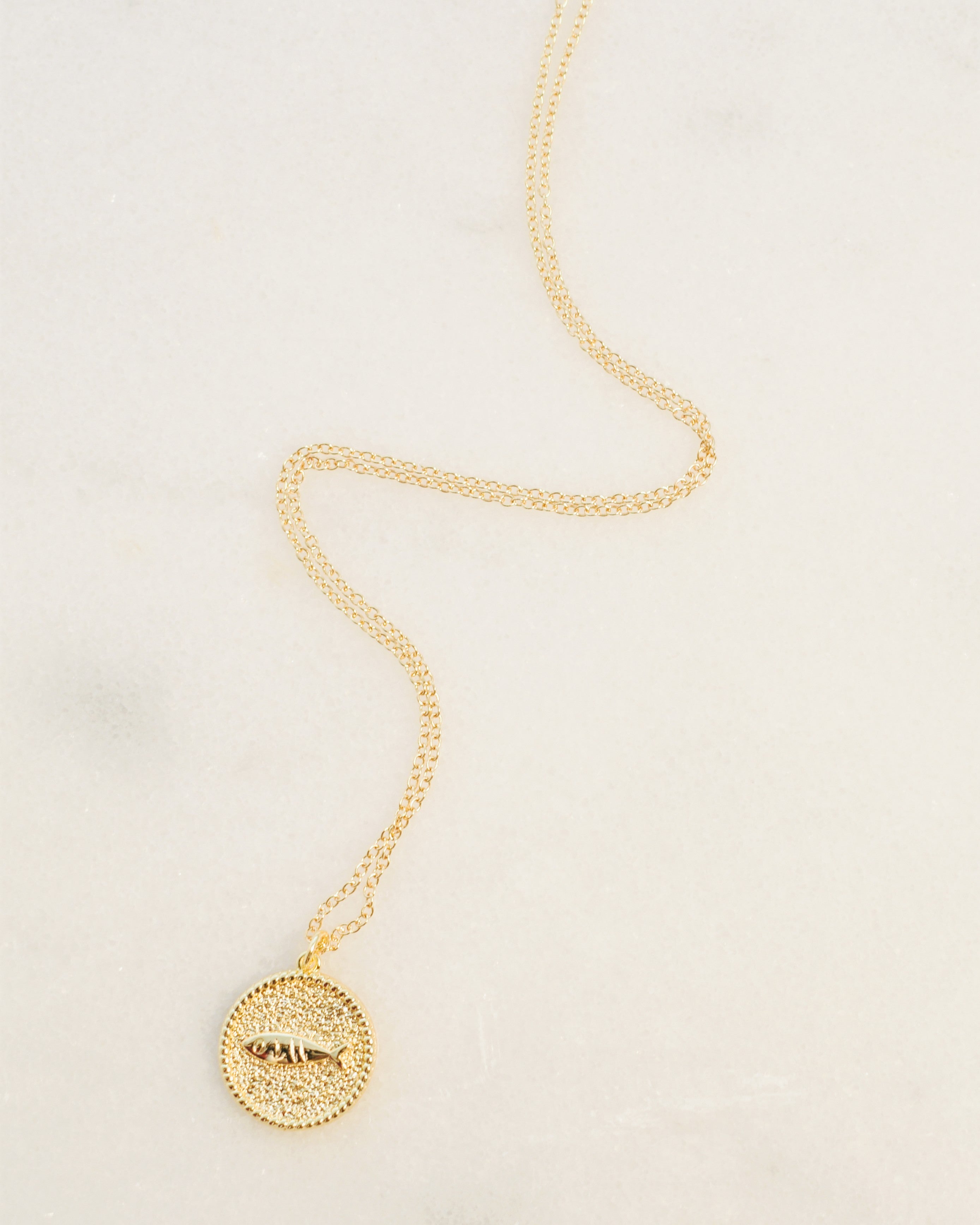 Sardine Medallion Charm Necklace