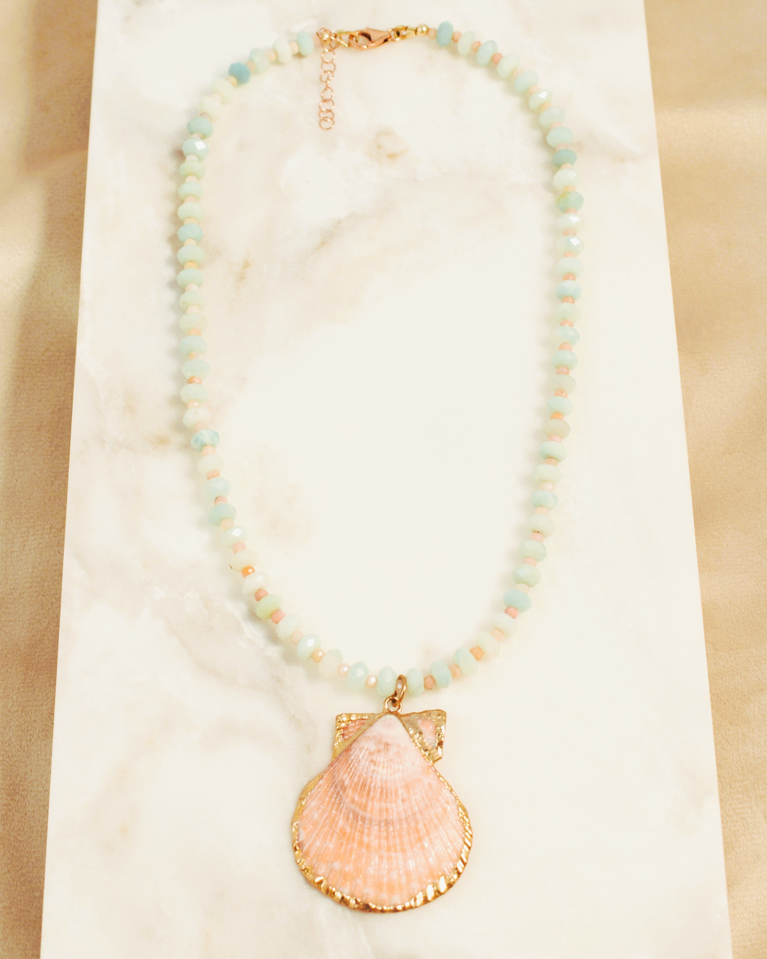 Scallop Shell Amazonite Strand Necklace