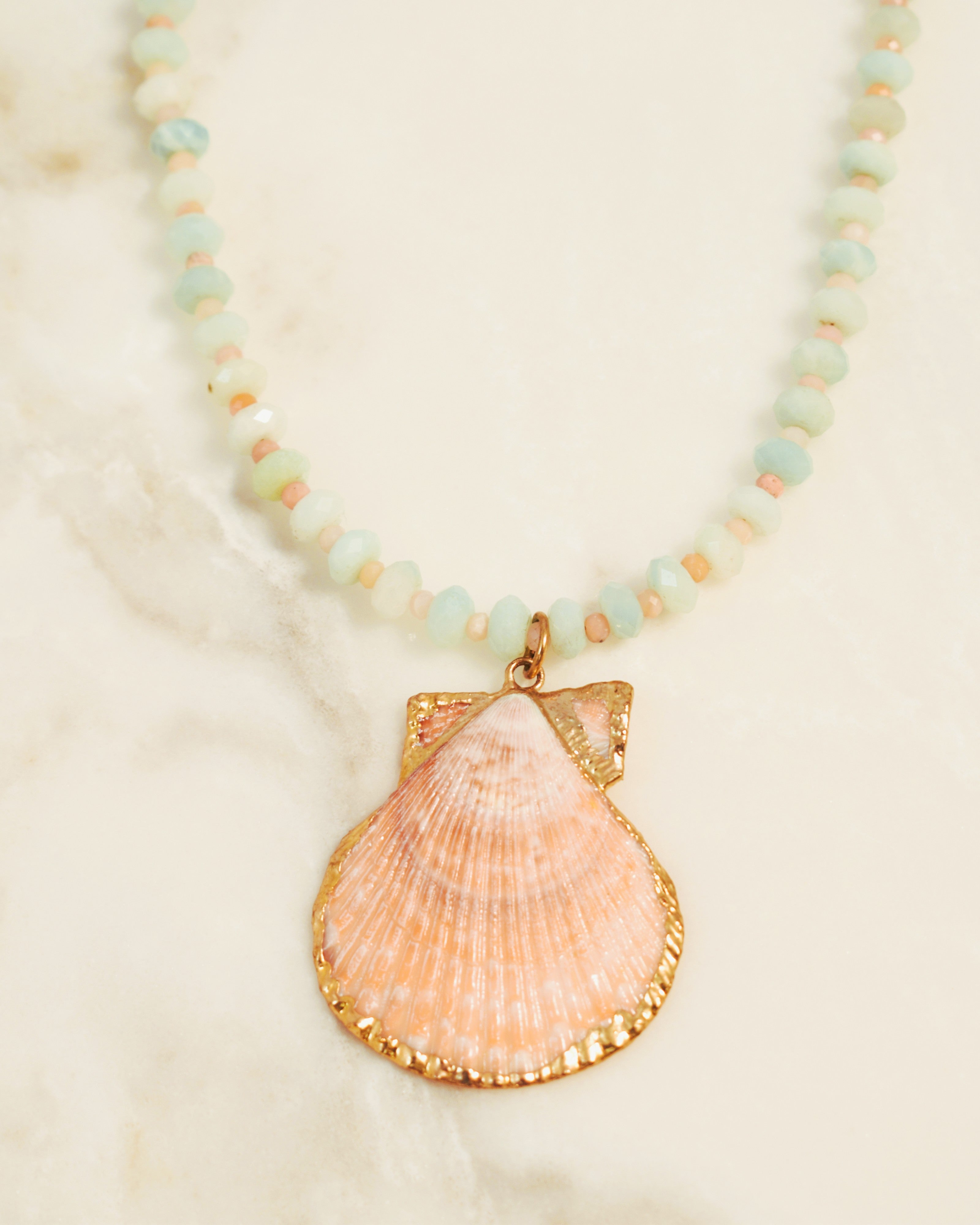 Scallop Shell Amazonite Strand Necklace
