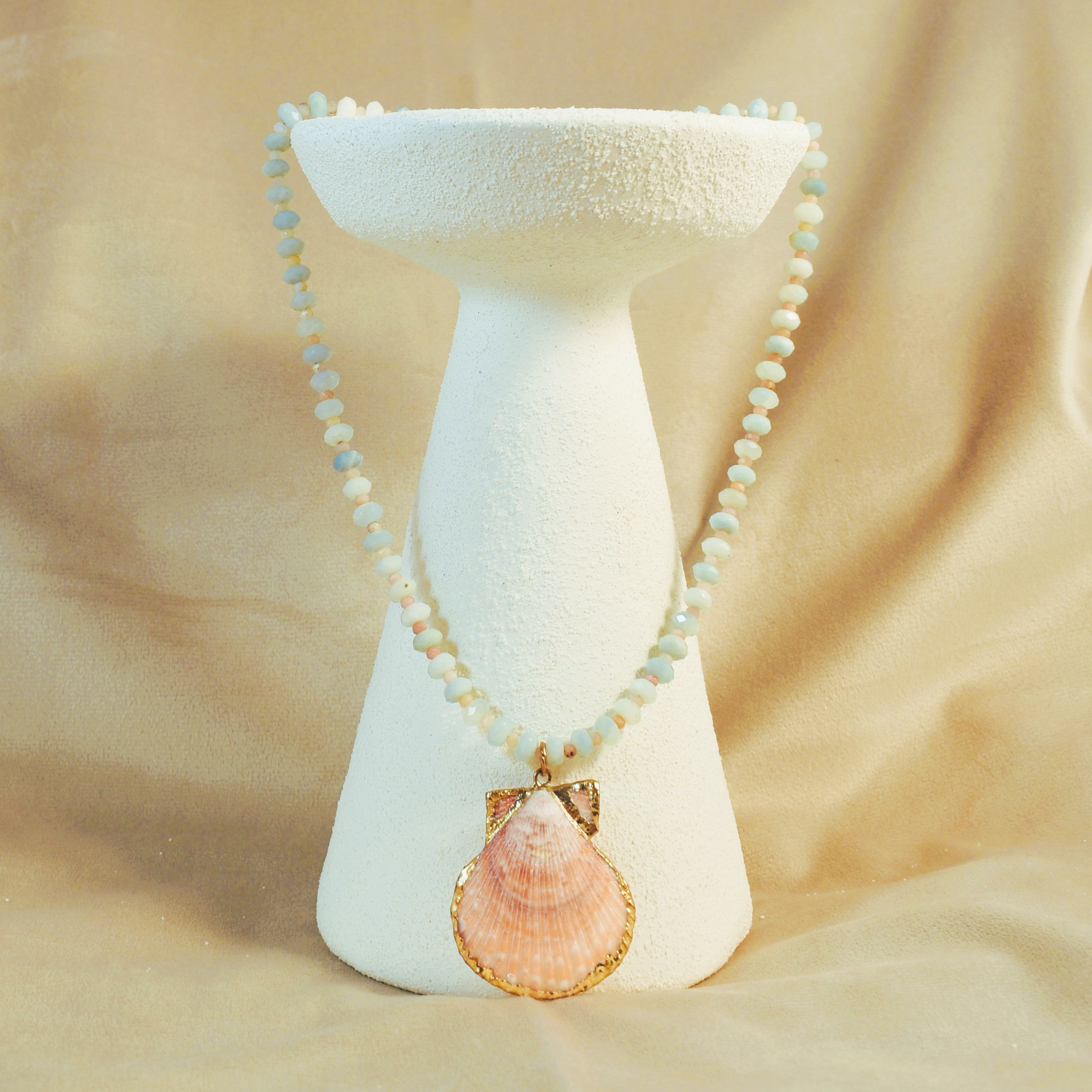 Scallop Shell Amazonite Strand Necklace