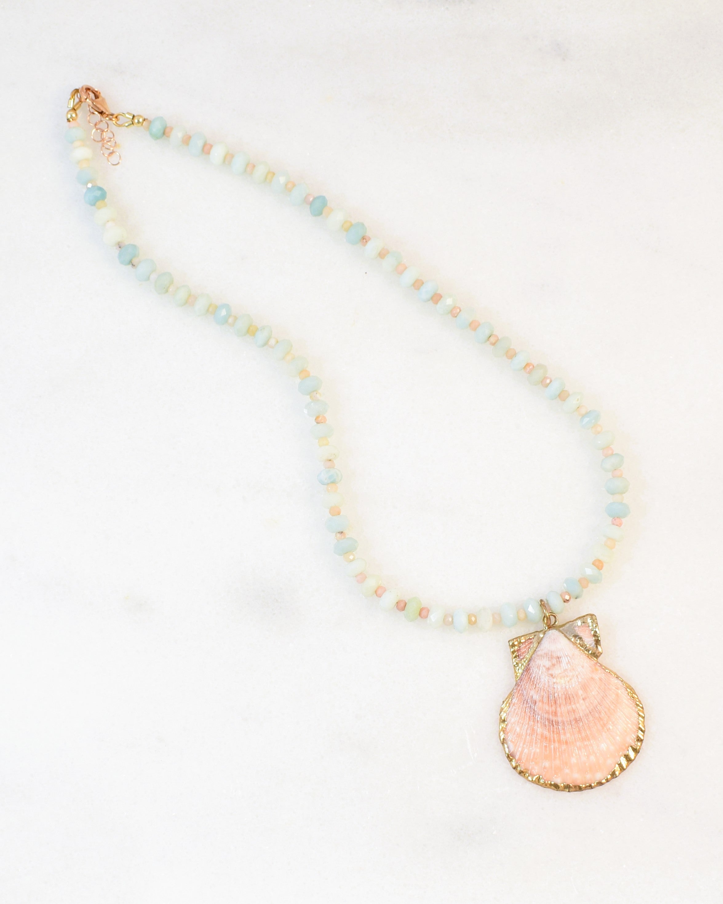 Scallop Shell Amazonite Strand Necklace
