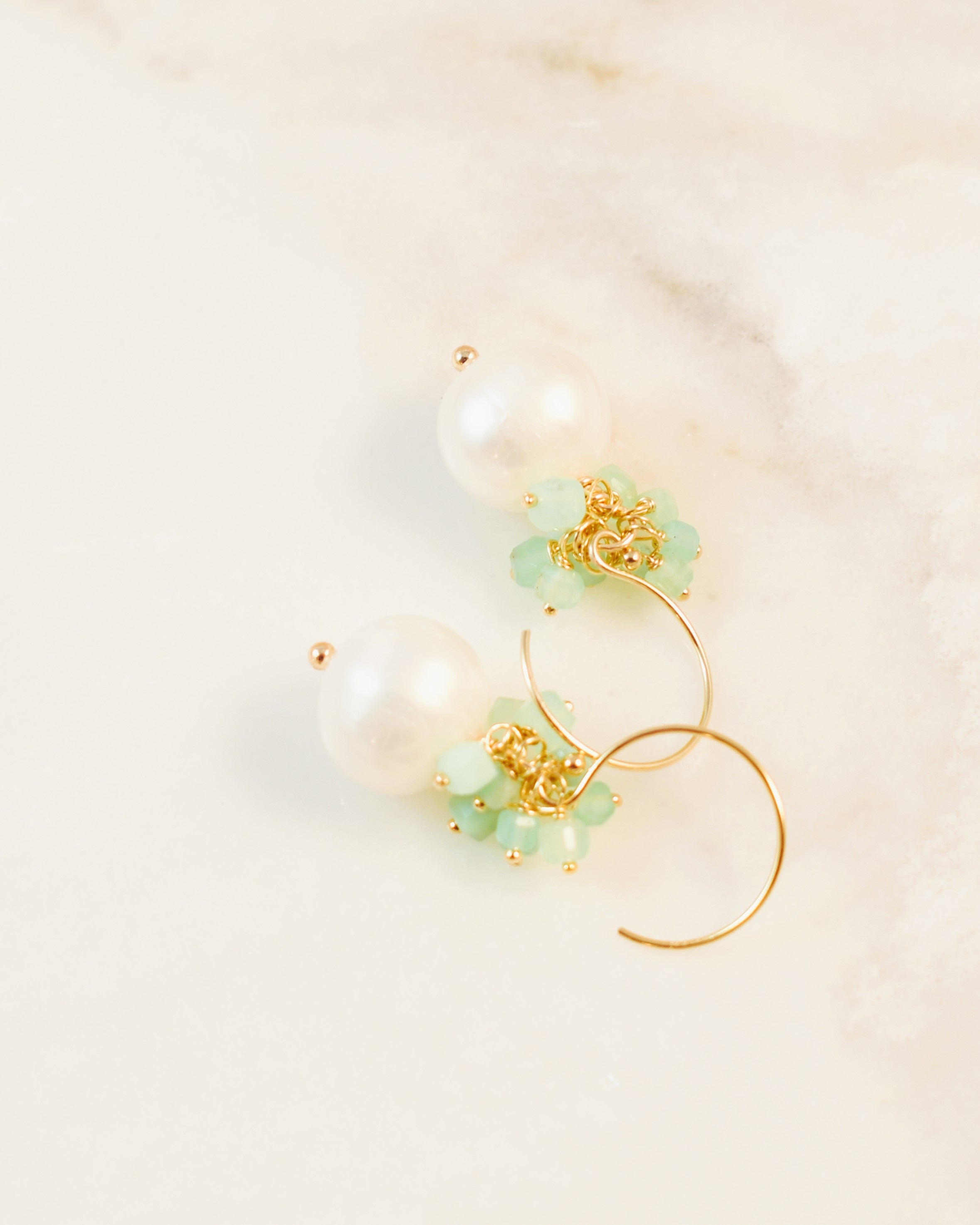 Seafoam Cluster Hook Earrings
