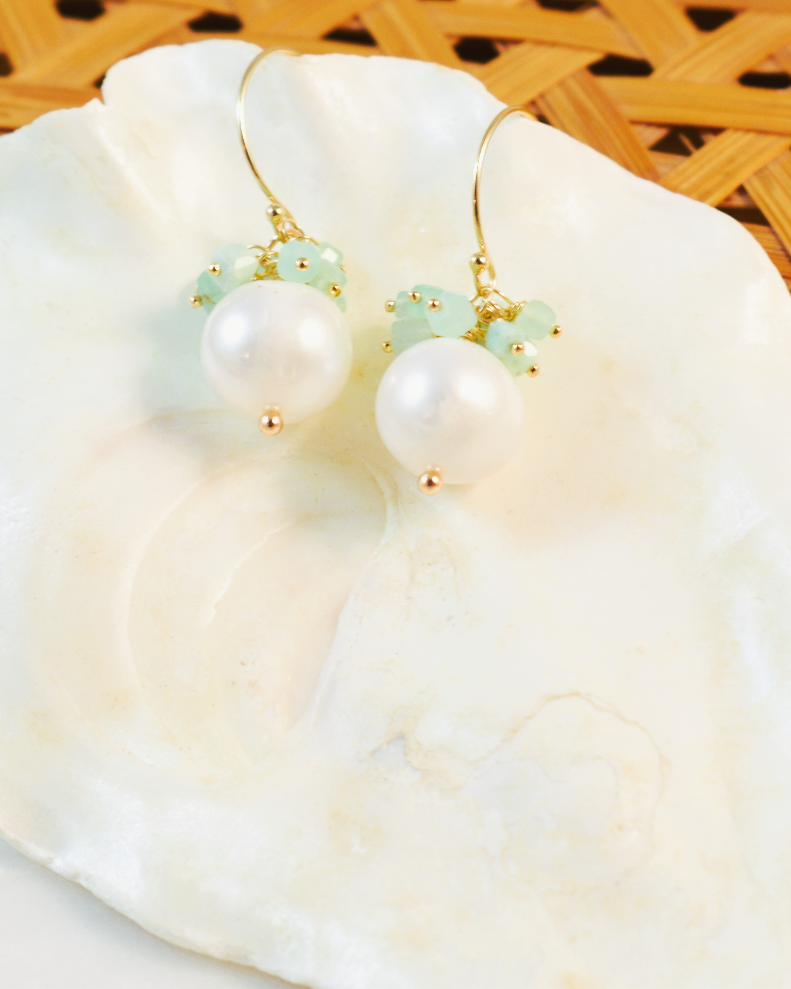 Seafoam Cluster Hook Earrings