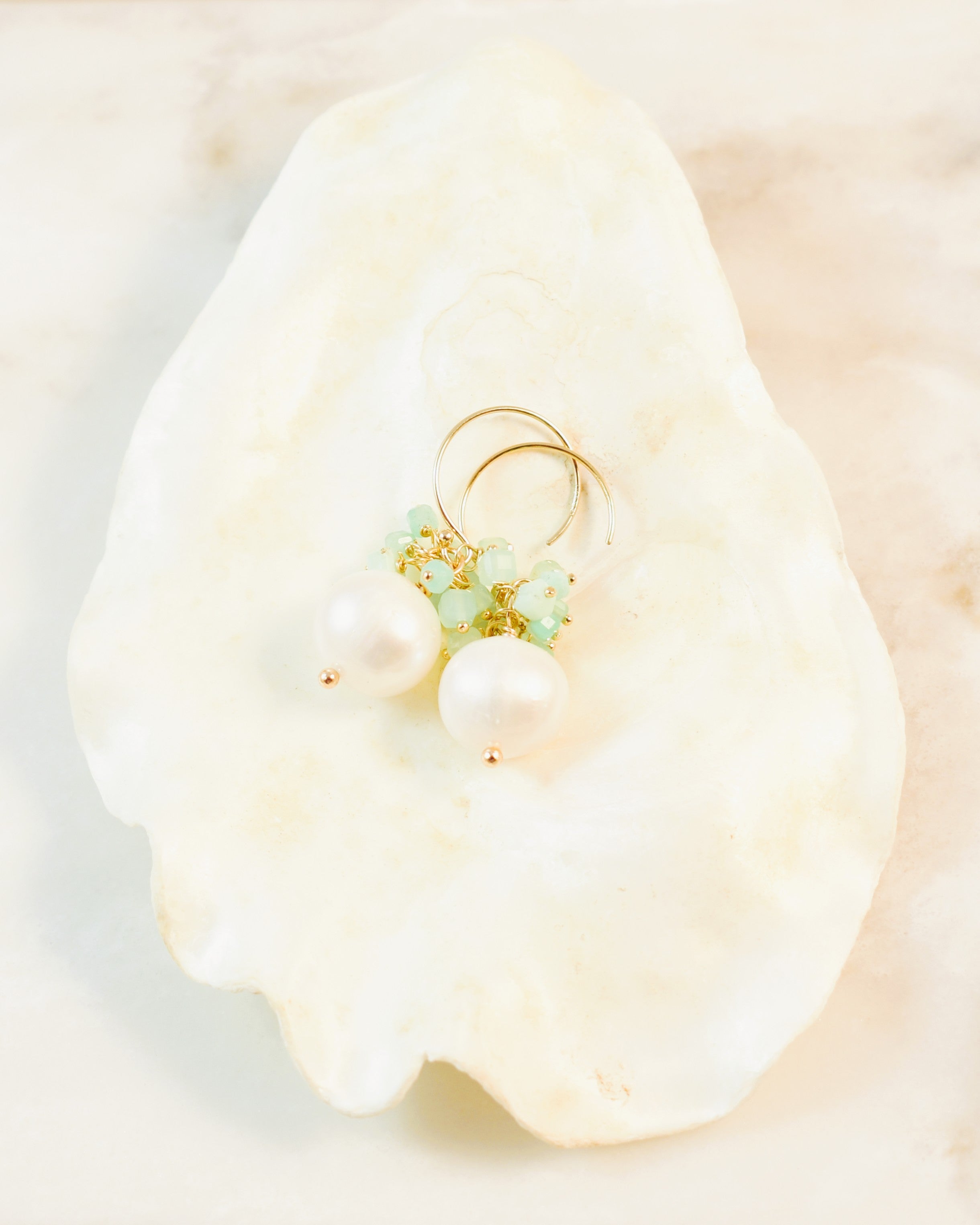 Seafoam Cluster Hook Earrings