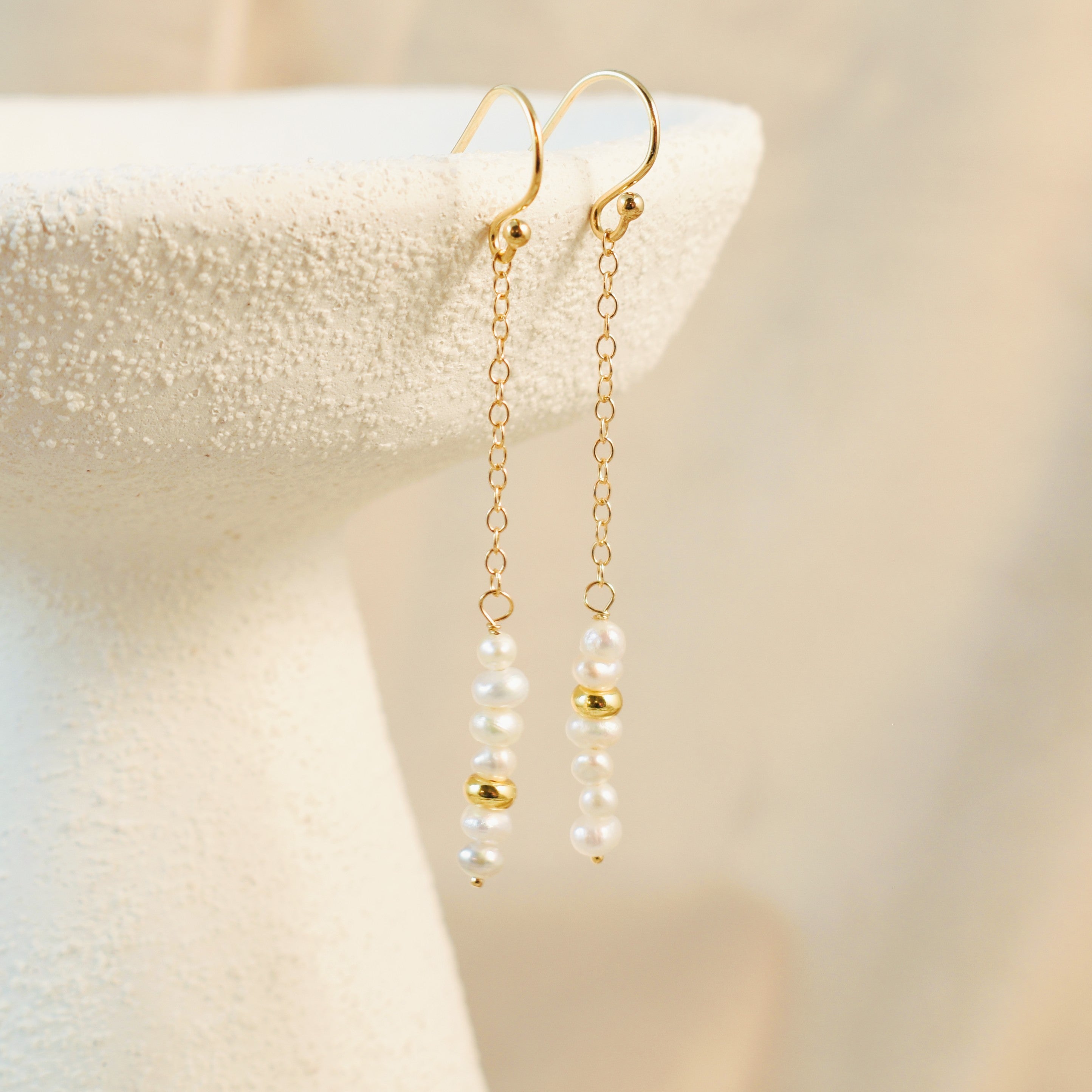 Suspended Pearls Hook Earrings