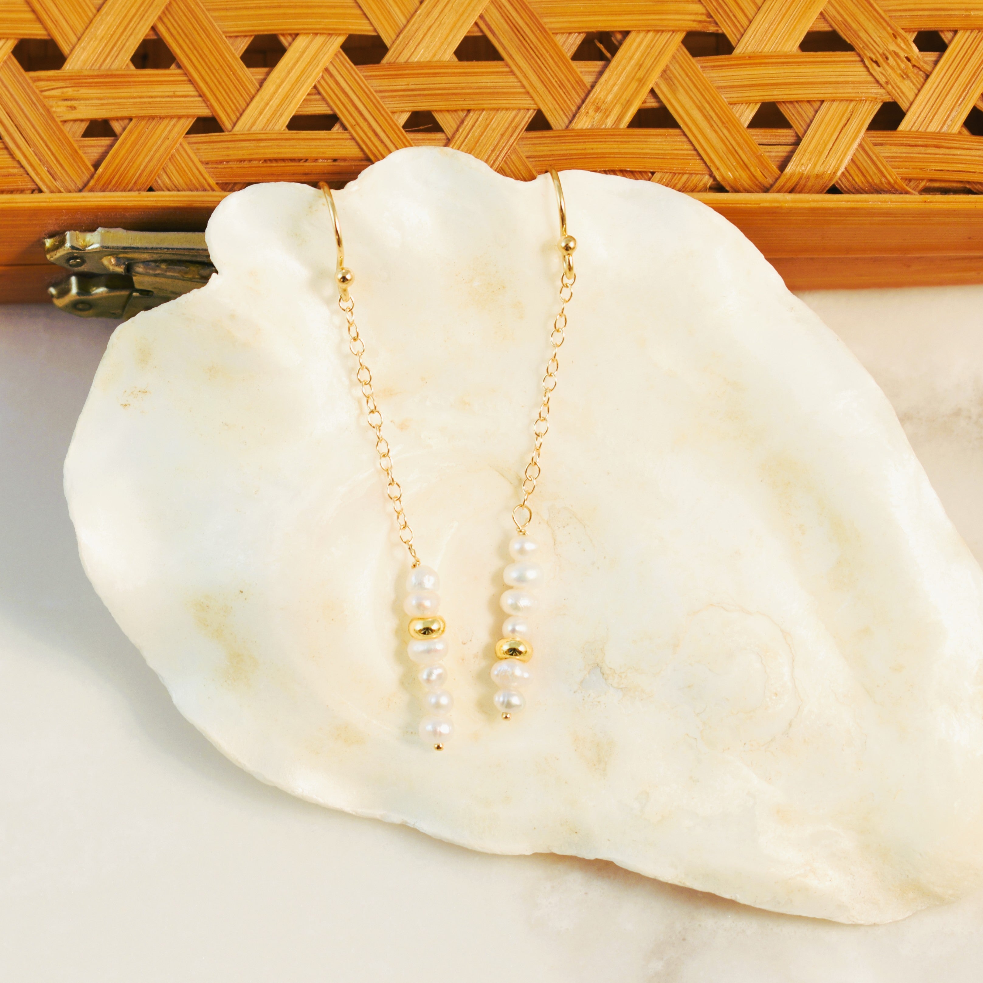 Suspended Pearls Hook Earrings