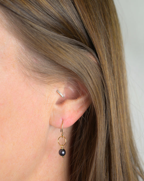 Black Pearl Drop Hook Earrings