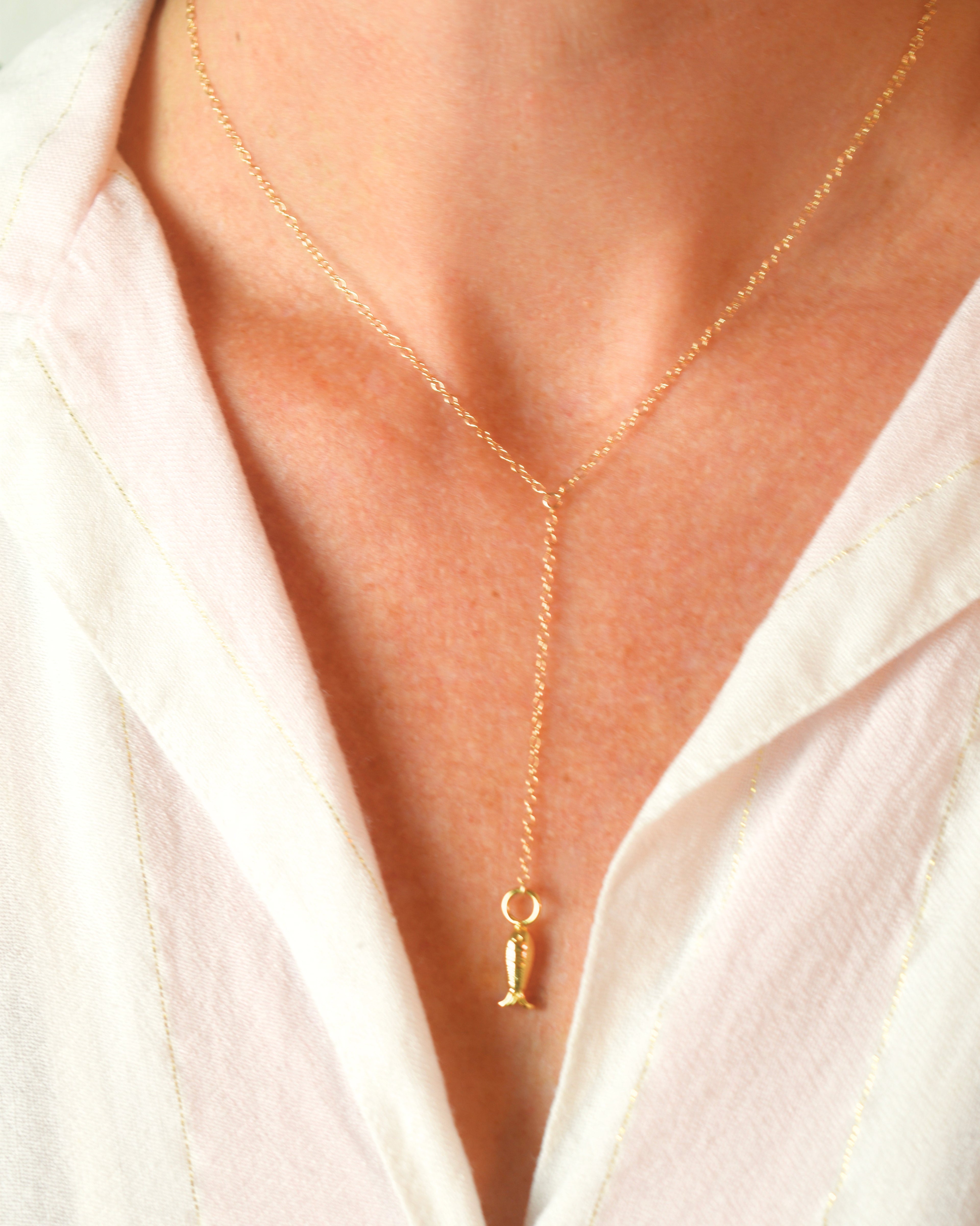 The Charm of Fishing Y Necklace