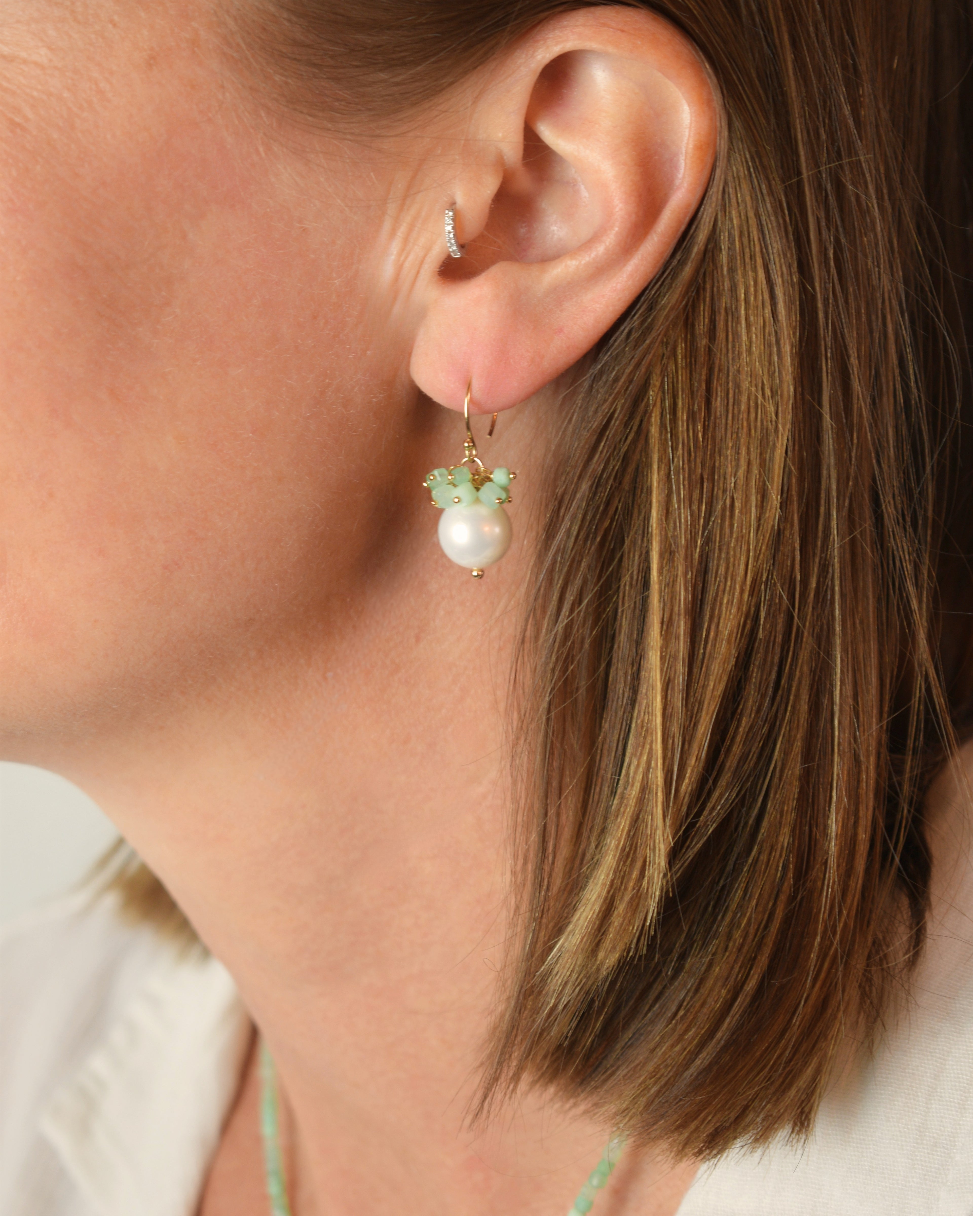 Seafoam Cluster Hook Earrings