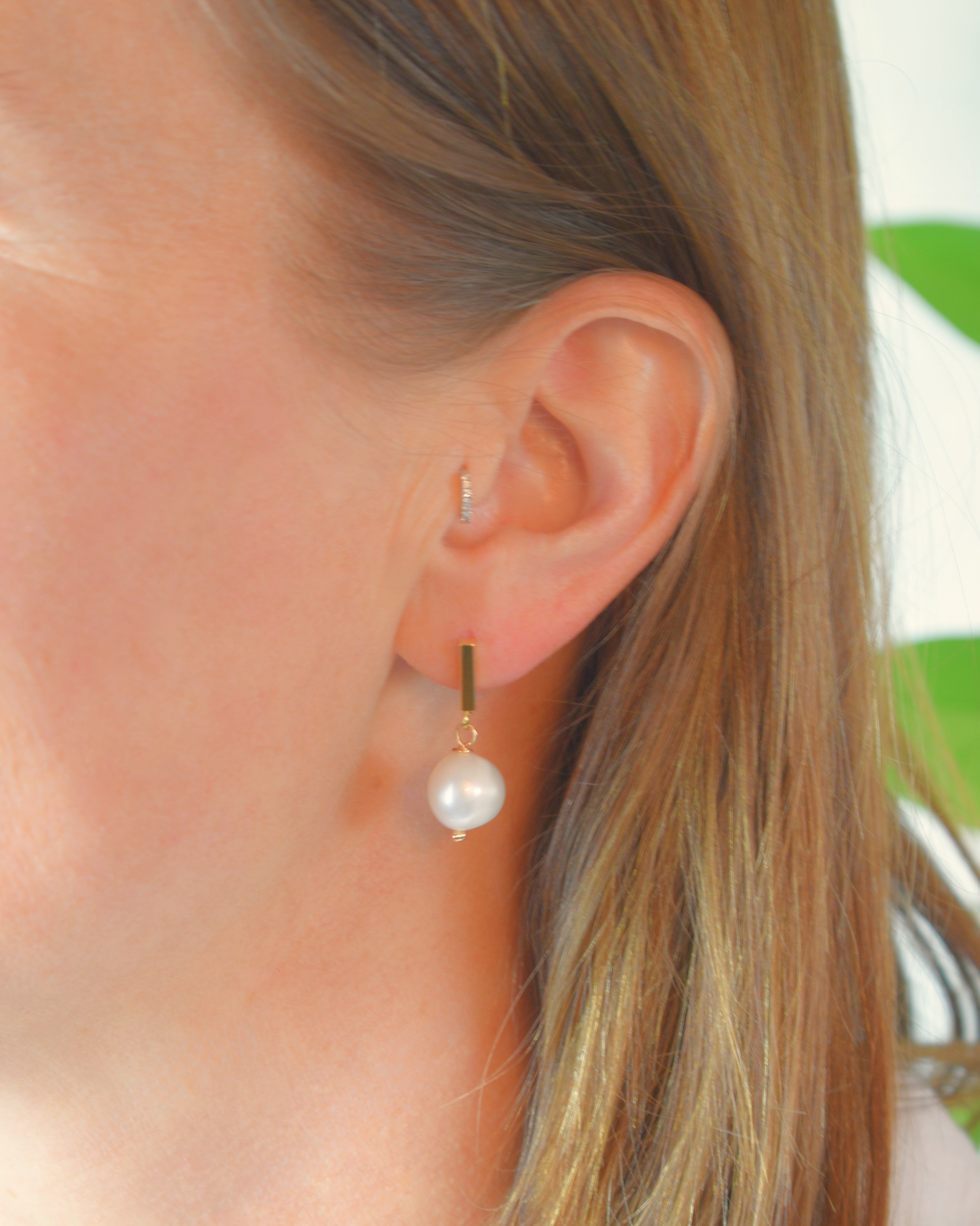 Modern Pearl Post Earrings